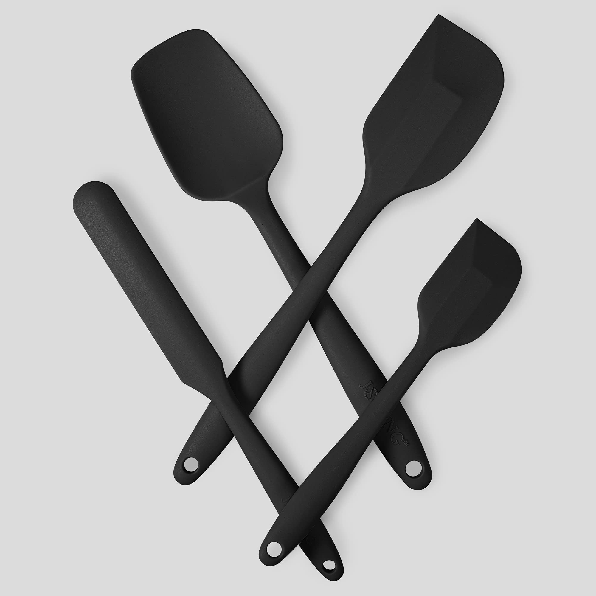 4 Piece Silicone Spatula Set, Flexible Heat Resistant Non-Scratch Baking Cooking Rubber Spatulas With Stainless Steel Core, Blac