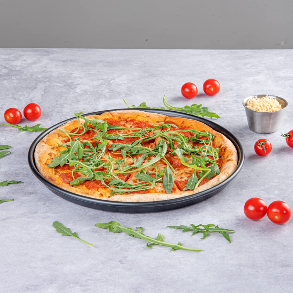 Restaurantware 12.5 Inch Round Aluminum Deep Dish Pizza Pan, Non-Stick, Oven-Baking, Black