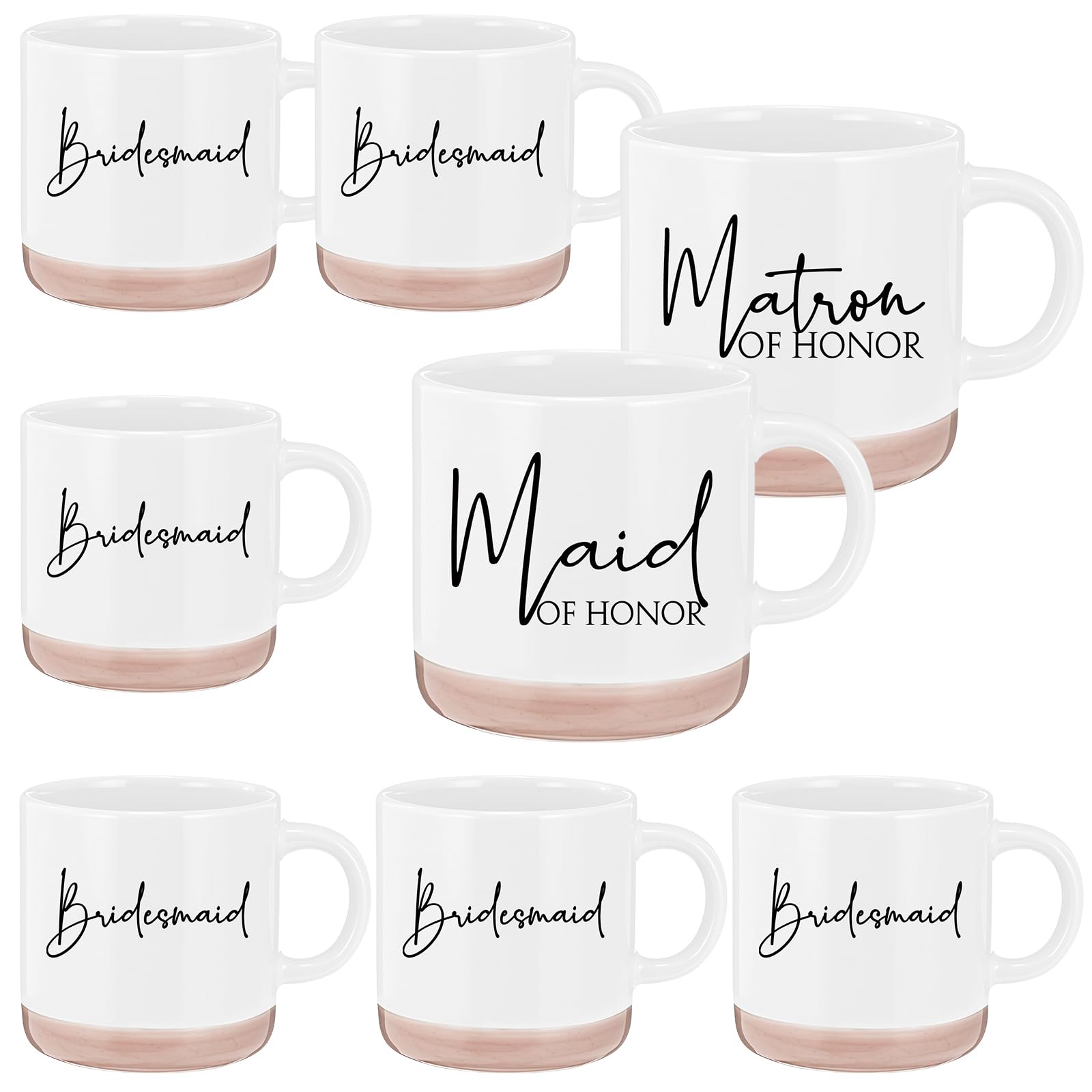 Funnymoom 8 Pcs Bridesmaid Proposal Coffee Mugs, 13 oz Ceramic, White