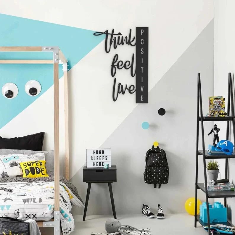 7 Decore Positivity Pulse Wood Wall Decor | Ideal For Living Room, Bedroom, Kitchen, Office, Hotel - Easy To Clean, Water Splash