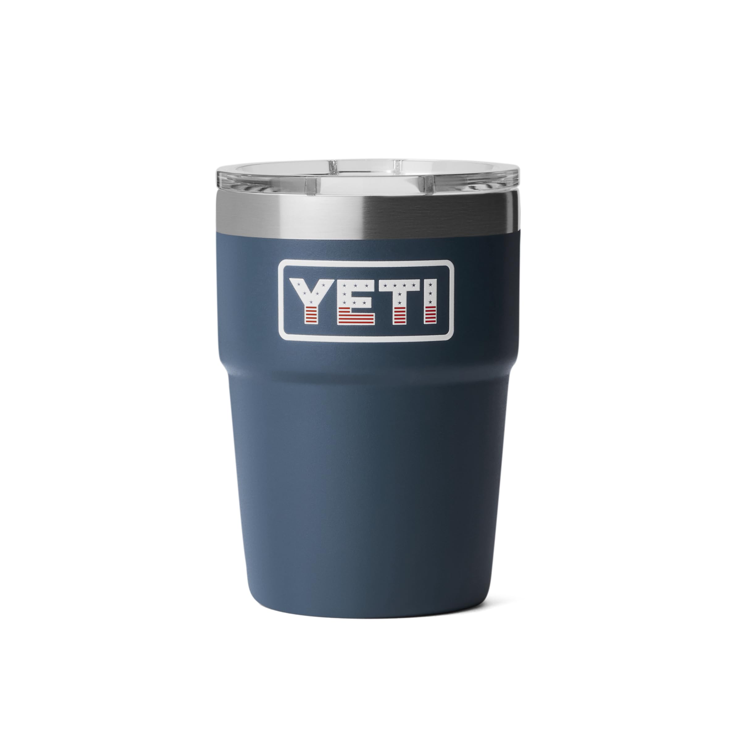 YETI Rambler 16 oz Stackable Tumbler, Vacuum Insulated, Stainless Steel with MagSlider Lid, Navy/Badge