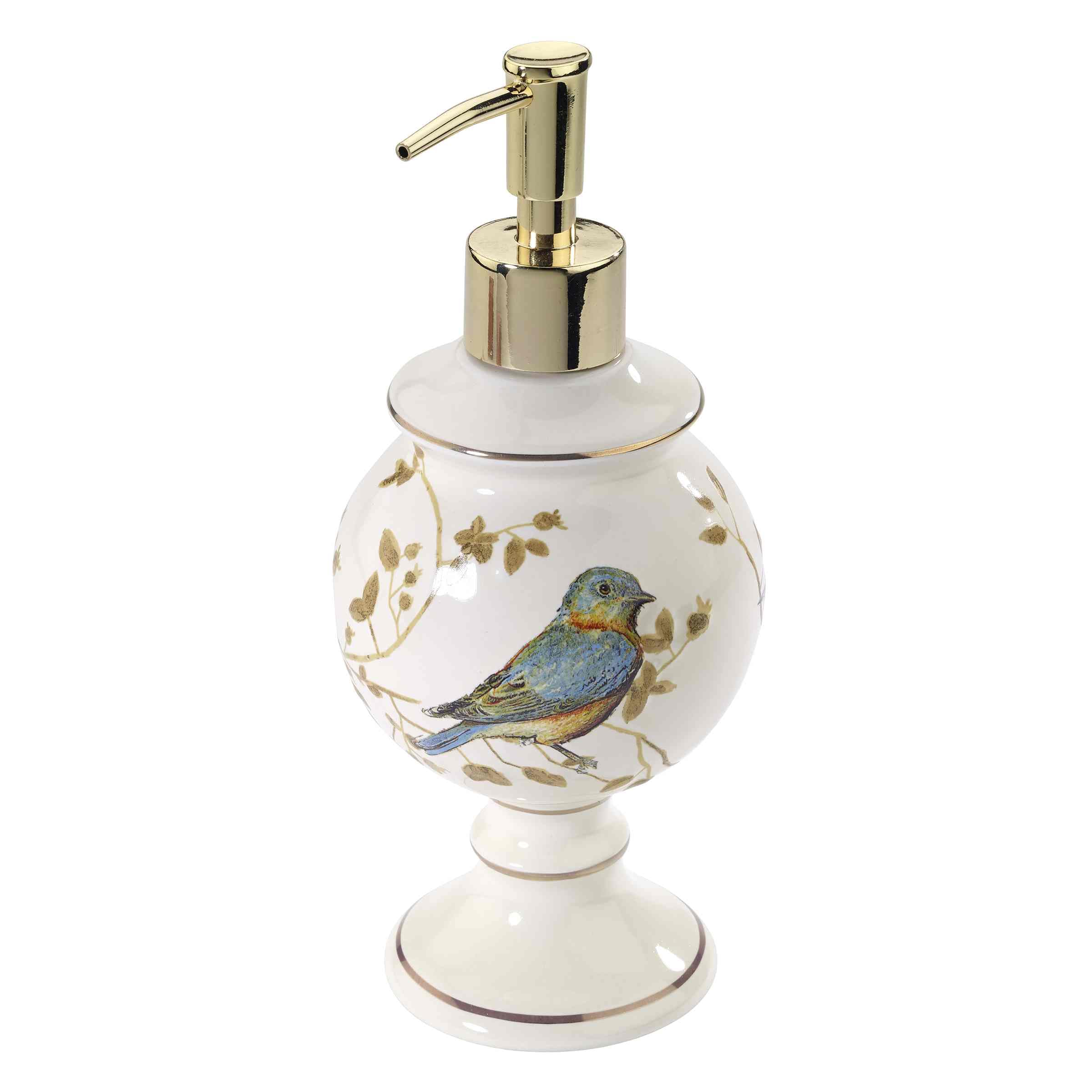 Avanti Linens - Lotion Pump/Soap Dispenser, Countertop Accessories, Nature Inspired Bathroom Decor (Gilded Birds Collection)