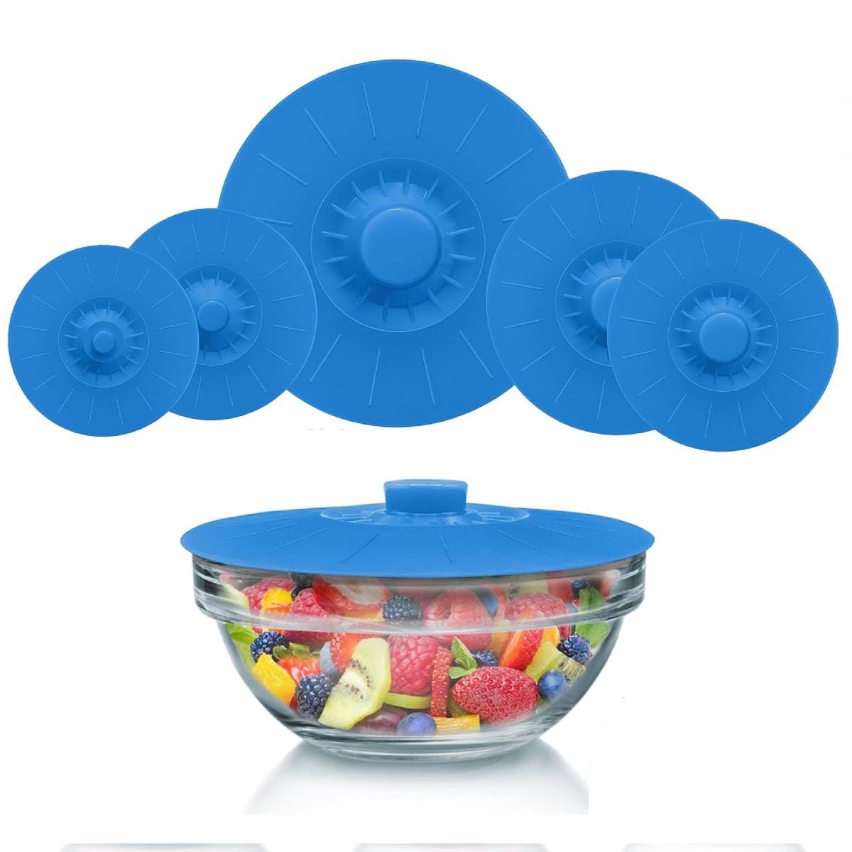 Hasthip Silicone Lid For Containter 5 Sizes Silicone Bowl Lids Reusable Suction Seal Covers For Bowls, Pots, Cups Heat Resistant