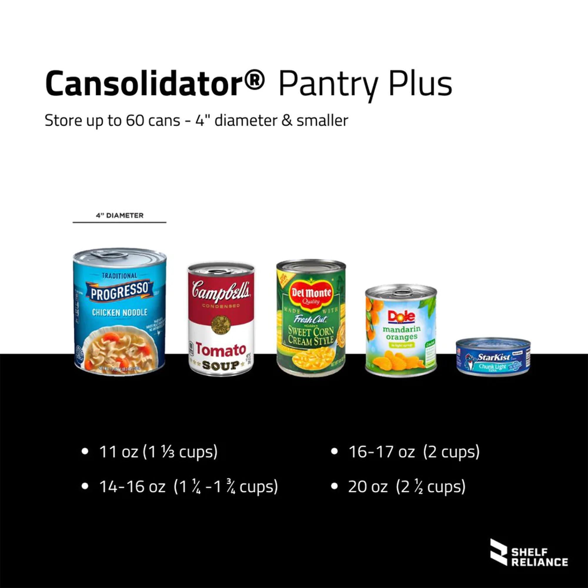 Shelf Reliance Can Organizer, Pantry Storage Rack, Canned Food And Goods, 60 Cans