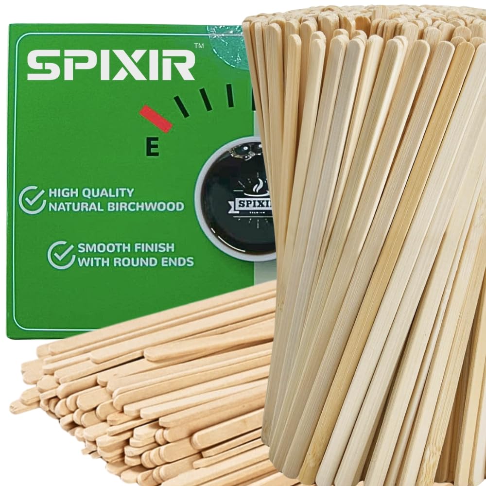 Spixir Coffee Stirrers Disposable Wooden Coffee Stir Sticks - Biodegradable Eco-Friendly Round-End Birchwood 7 Inches Large Wood