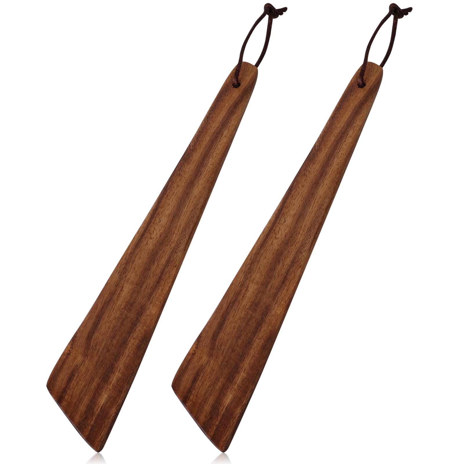 2Pcs Teak Wooden Spatula, 25Cm/ 9.8 Inch Flat Wooden Turner Non-Stick Kitchen Spatula Set Egg Scraper Wood Cooking Utensil For S