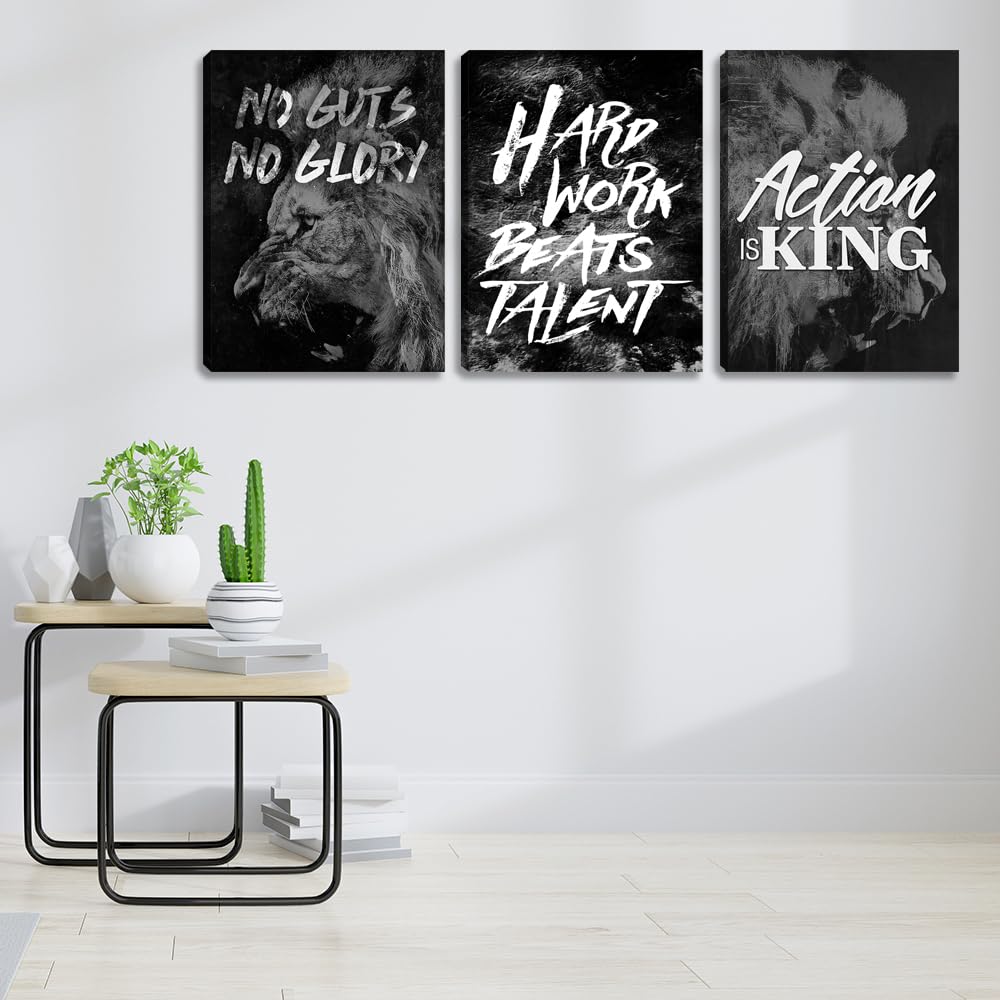 Black Office Wall Art Inspirational Canvas Wall Art Motivational Office Decor 3 Pieces Motivational Positive Quotes Wall Decor P