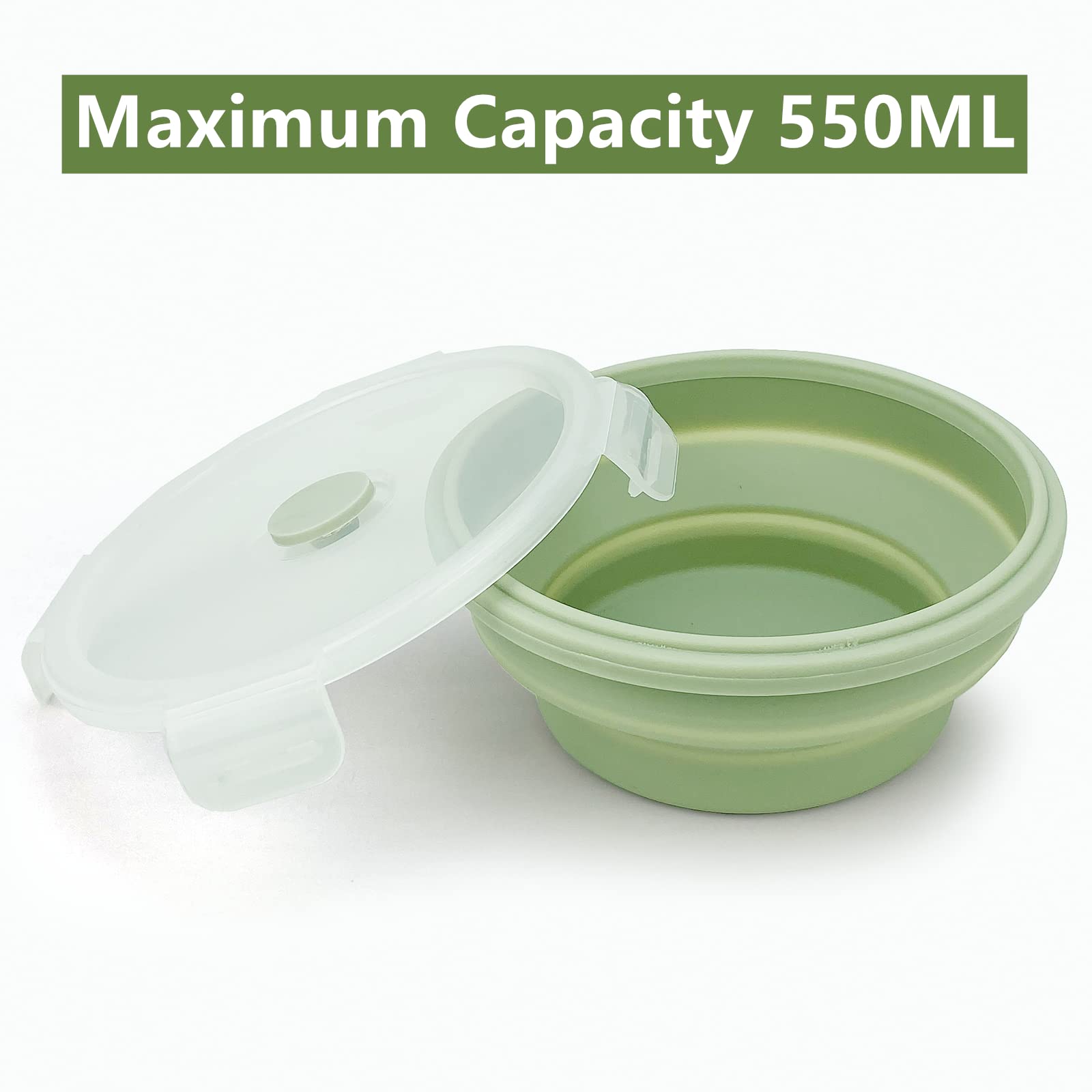 Lunbengo 3Piece Collapsible Bowl With Lids, Microwave Silicone Meal Prep Lunch Containers, Ideal Food Bowls For Snacks, Fruits,