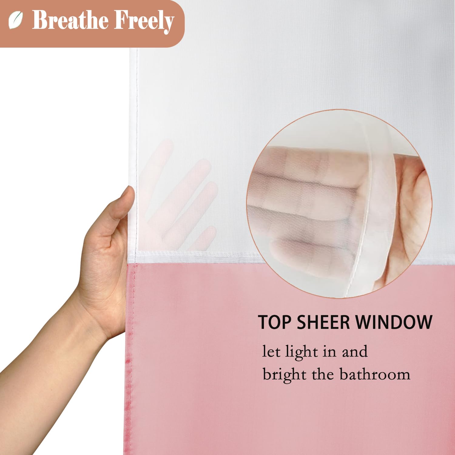 UFRIDAY Light Pink Shower Curtain Stall Size 36x72 inch Fabric Shower Curtain with a White Liner Waterproof Pink Shower Curtains for Bathroom