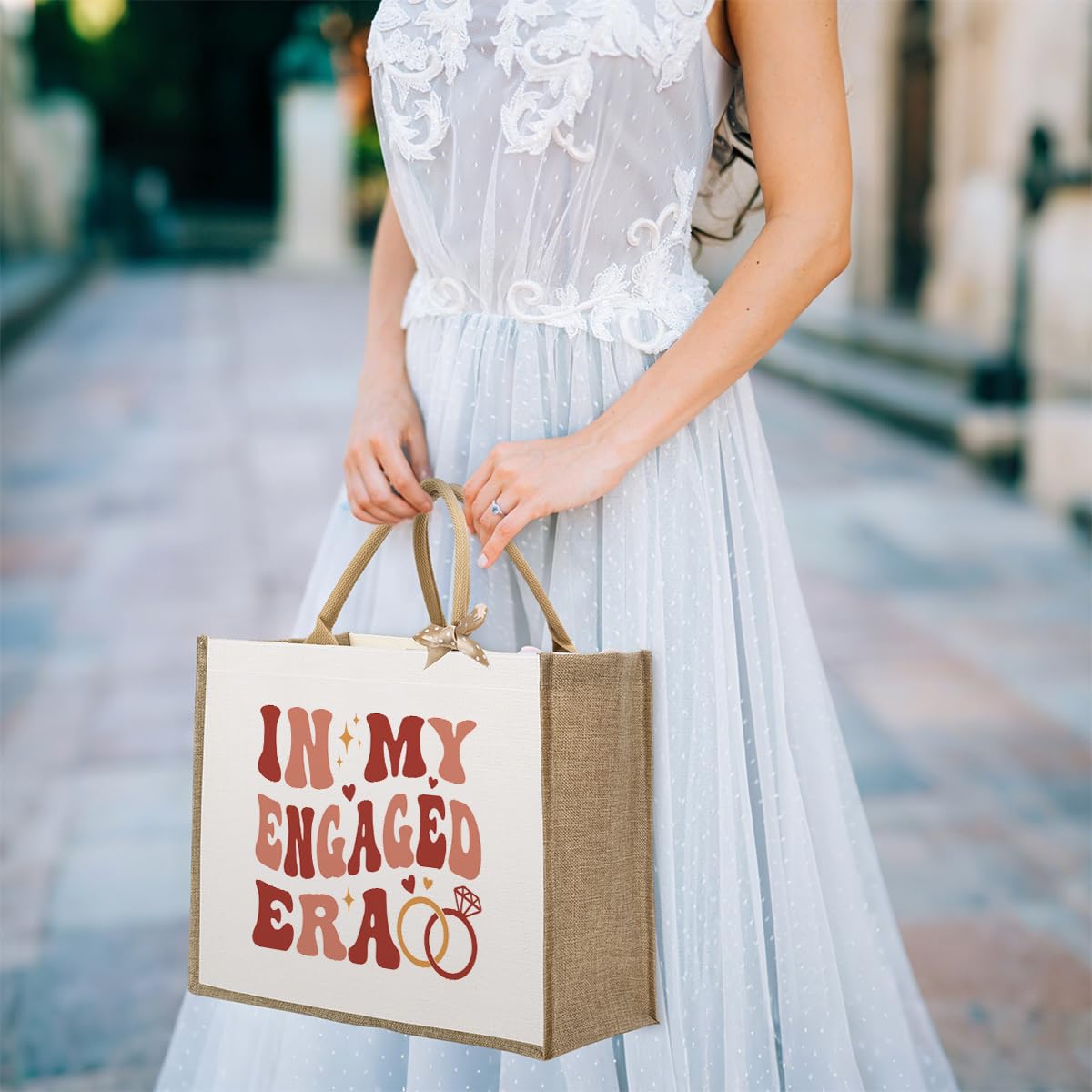 Bride Bag, Bride Gifts, Bridal Shower Gifts, In My Engaged Era, Brides Engagement Canvas Tote Bag, Wedding Bachelorette Honeymoo