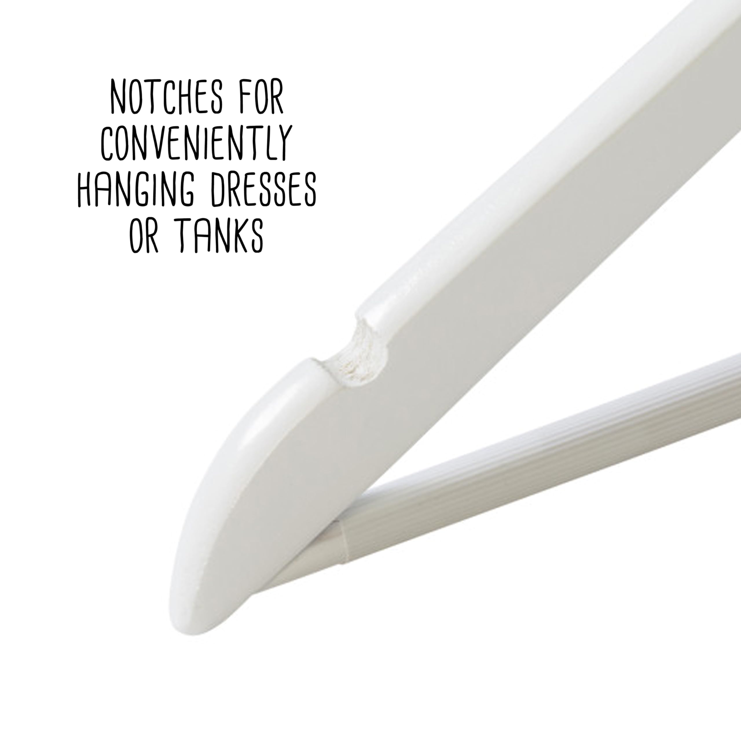 Honey-Can-Do 24-Pack Non-Slip Swivel Hook Wood Hangers, White Hng-09407 White