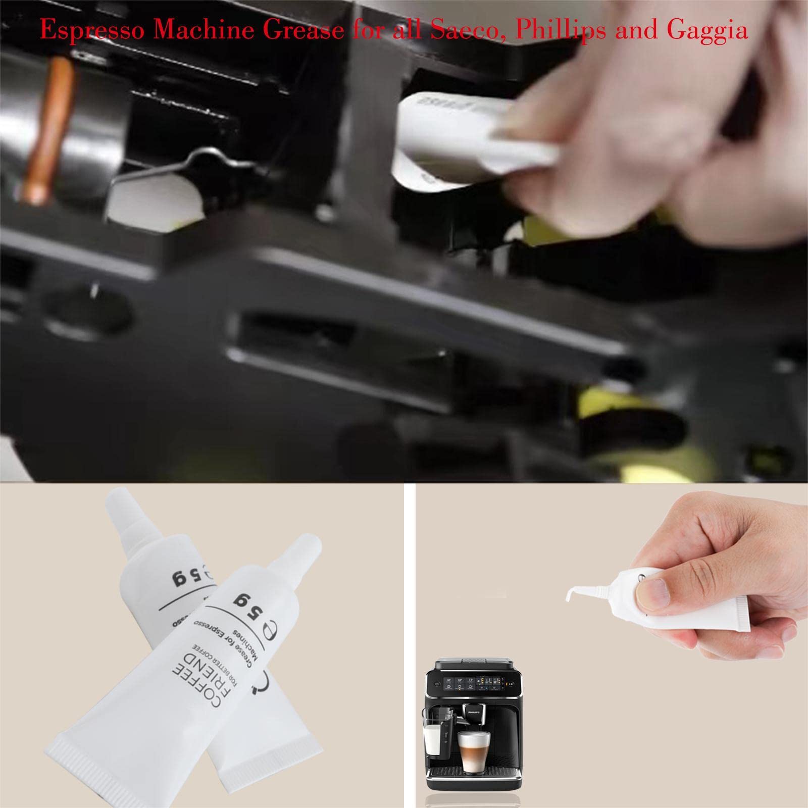 Yianteng Espresso Machine Grease - Silicone Lubricant, 5g Tube, Maintenance Kit for Saeco, Philips, Gaggia (White2PC)