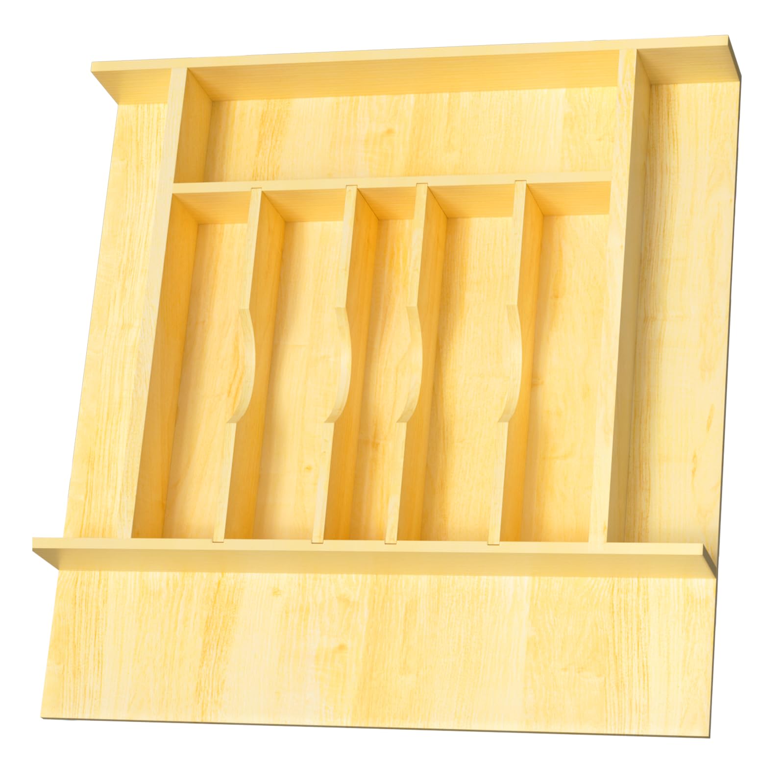 Evjocoh Silverware Drawer Organizer Wood with Adjustable Partition Utensil Cutlery Flatware Cabinet Storage (19.2 W x 19.5 D x