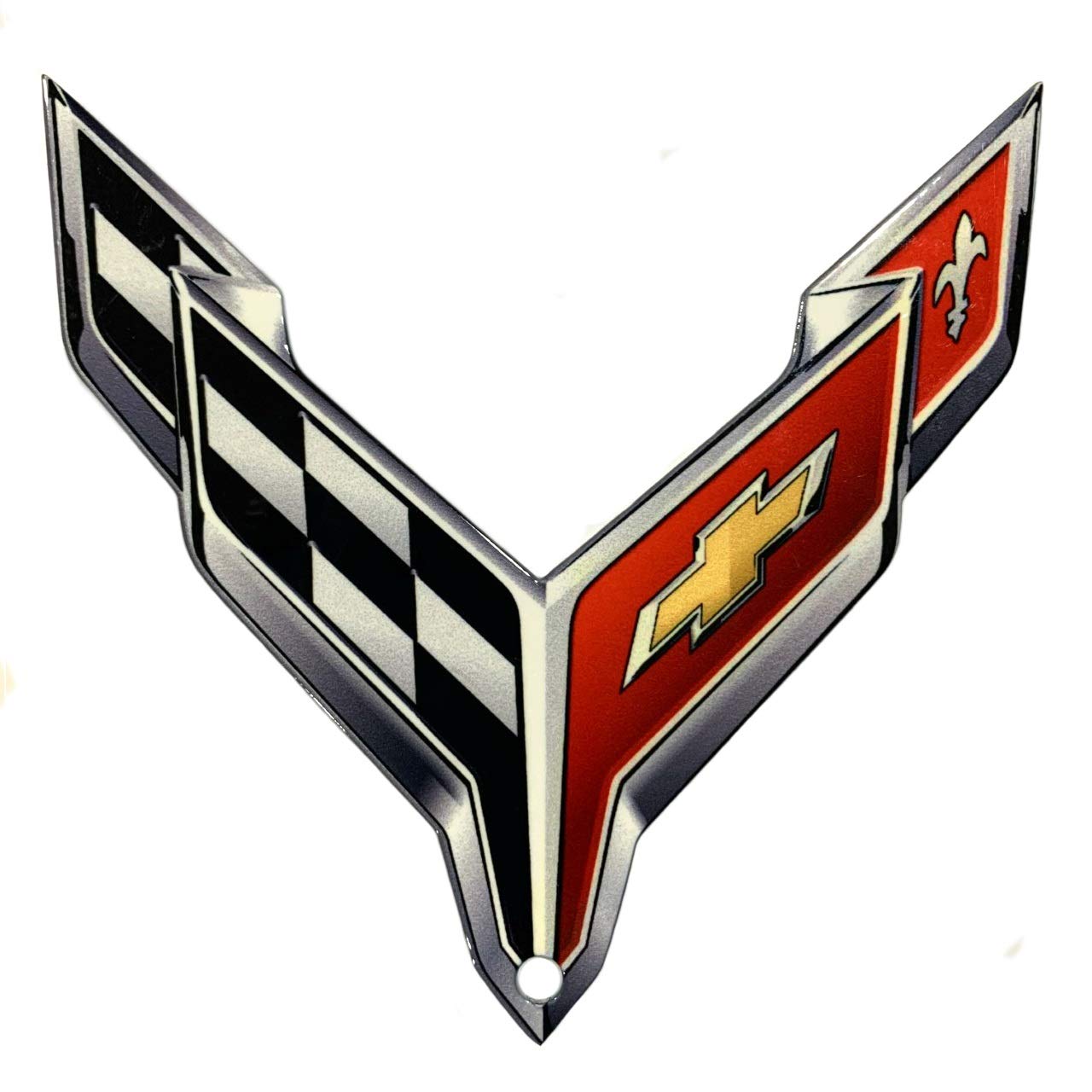 C8 Corvette Crossed Flag Metal Magnet Emblem Art Size: 4.5'' X 4.5'' Tool Box Cross Flag 2020 And Later