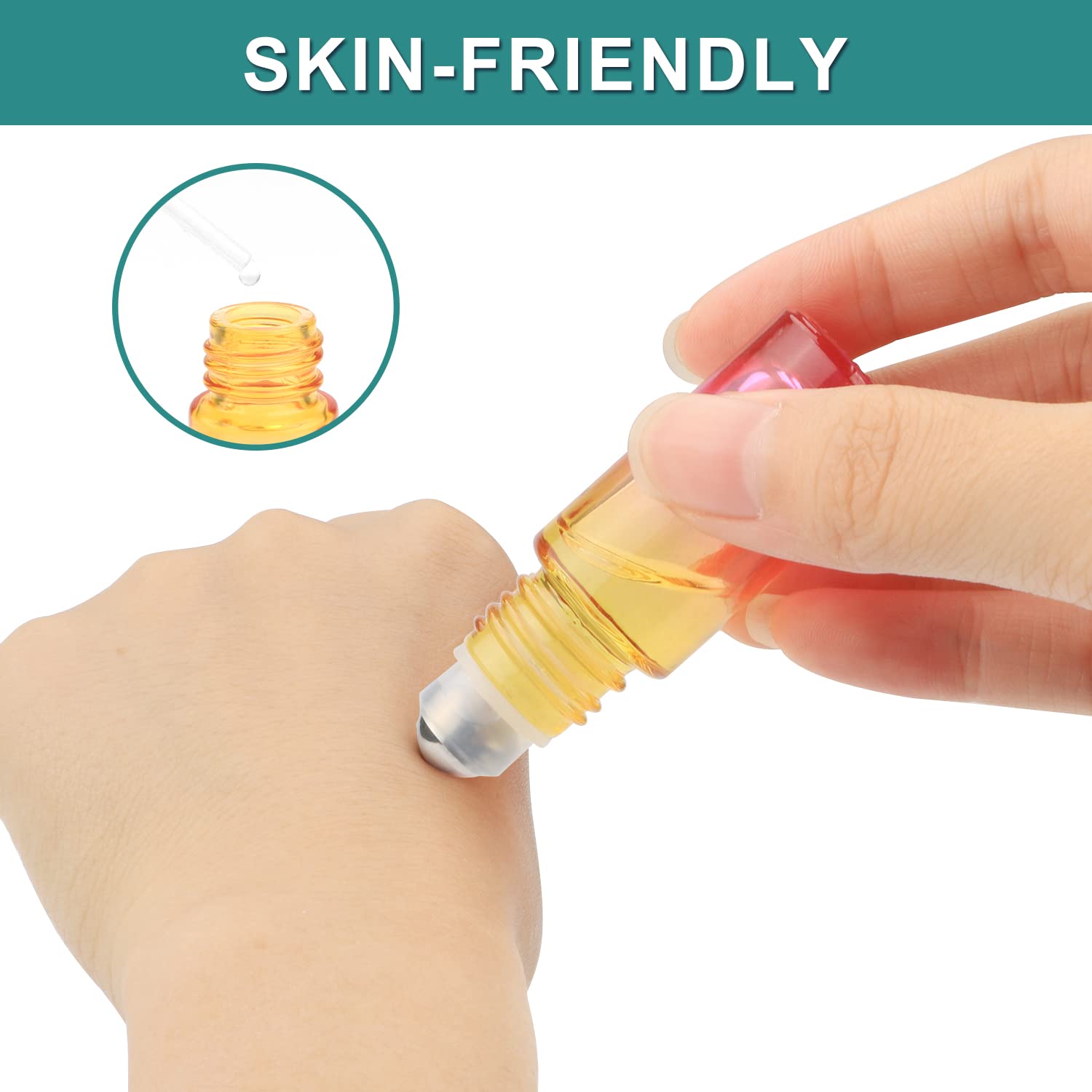 Wresty Gradient Color Roll On Bottles Thick Glass Empty Refillable Fragrance Perfume Essential Oil Glass Roller Bottles Metal Ro