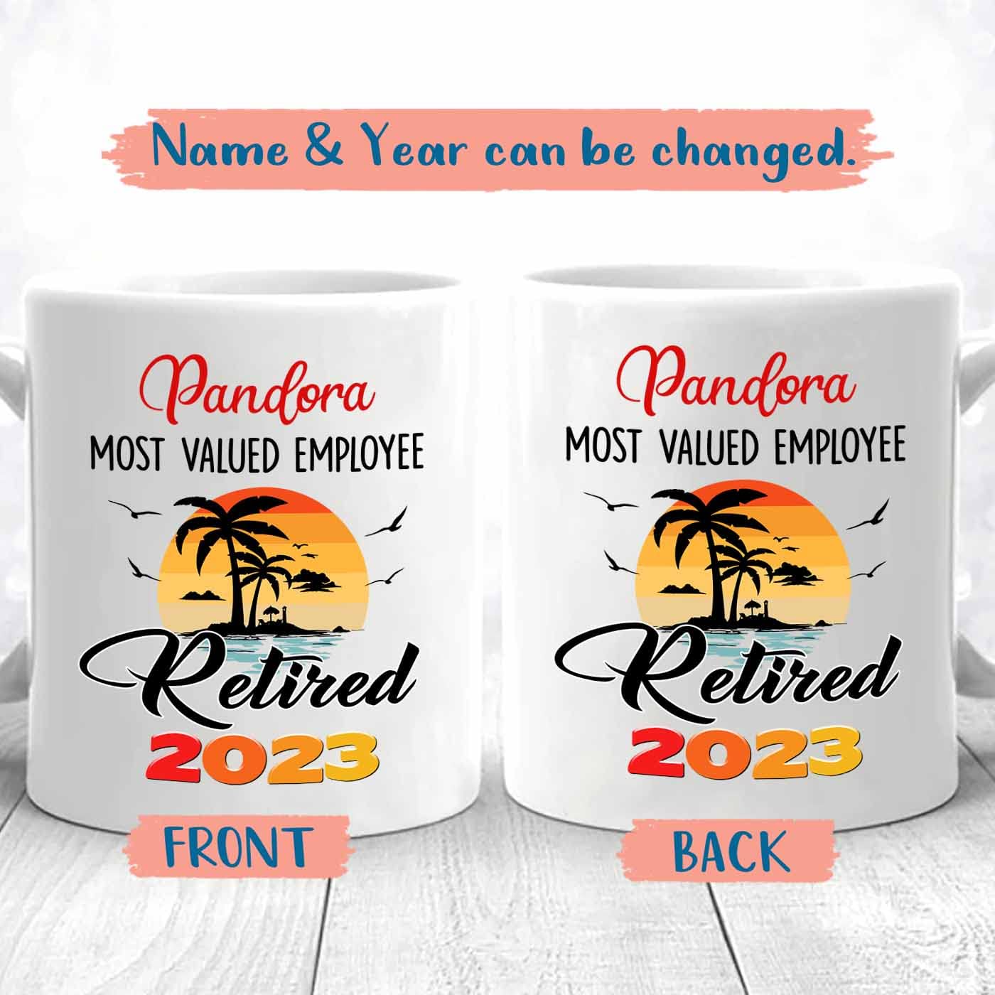 Retirement Coffee Cup Gift For Grandpa Grandma Dad Mom Friends Coworkers Retiree, Personalized Name And Year Retired Travel Mug
