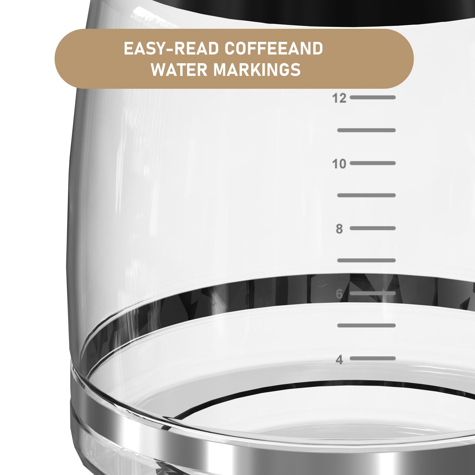 12 Cup Coffee Maker Carafe Replacement Compatible With Cuisinart Coffee Maker Dcc-1100Bk, Dcc-1200, Dcc-2650, Chw-12, Chw-12P1,