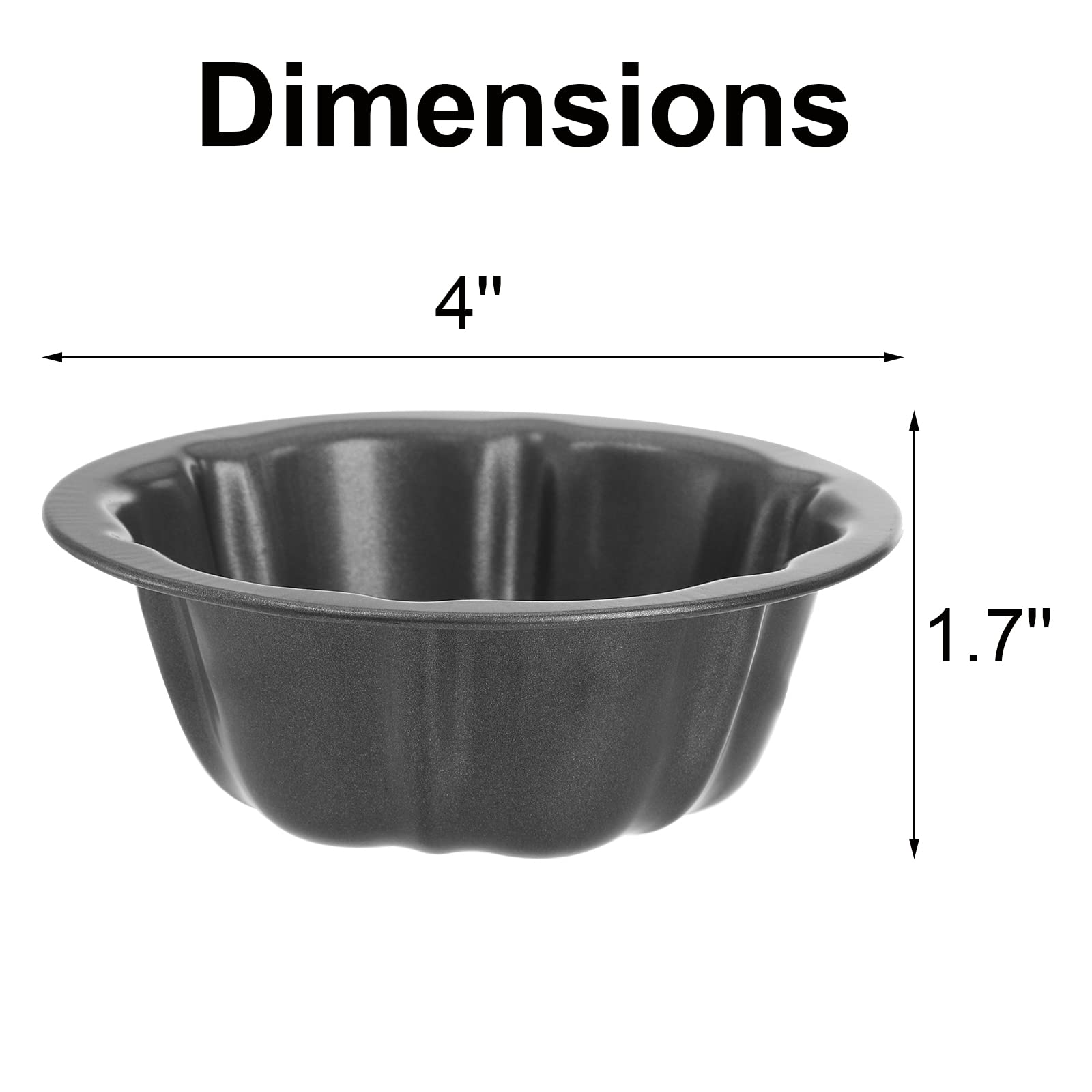 Zenfun Set Of 10 Mini Fluted Tube Pan, 4 Inch Carbon Steel Fluted Cake Mold Cup With Flower Shape, Nonstick Cake Pan Mini Tube O