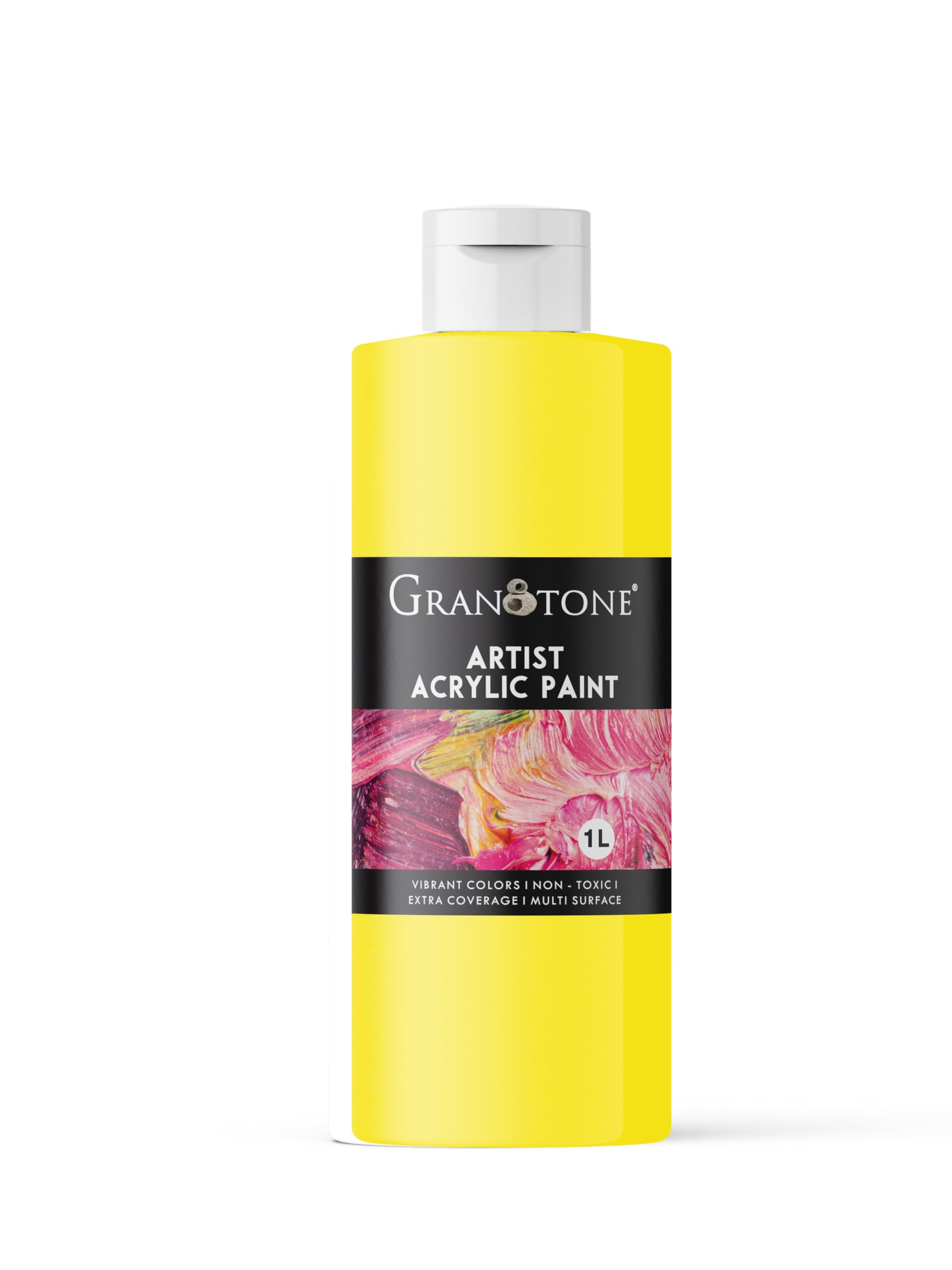 Granotone Acrylic Colour | 1000 Ml (Lemon Yellow) | Rich Pigment, Non-Cracking Art & Diy Paint | Suitable For Canvas, Wood, Leat