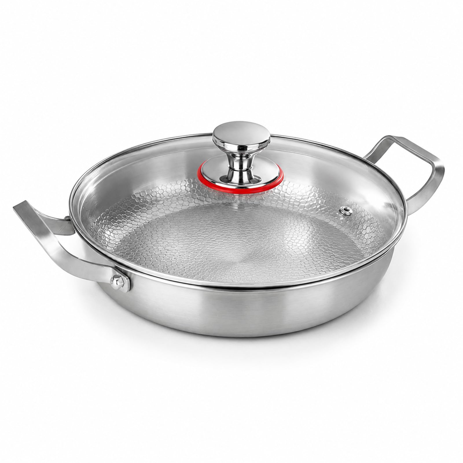 STEHEMO Titanium Hammered Pan, 2026 New Upgrade Double Handle Non Stick Titanium Pans for Cooking, UltraDurable, ScratchResist
