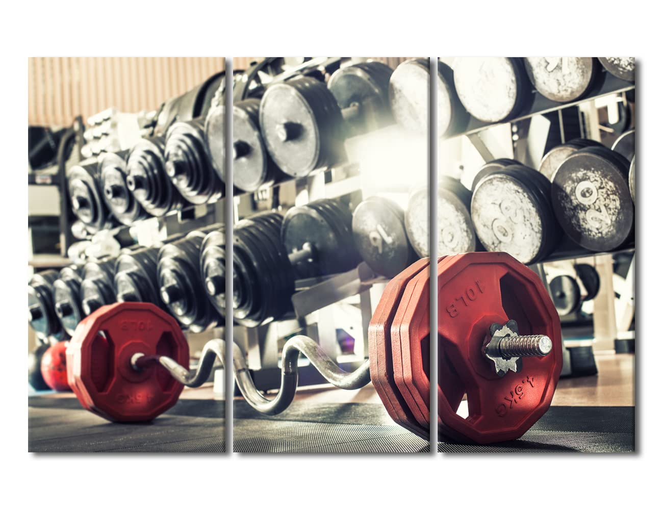 Tumovo Sport Fitness Canvas Wall Art For Living Room Barbell Large Wall Art Bodybuilding Modern Artwork Motivational Contemporar