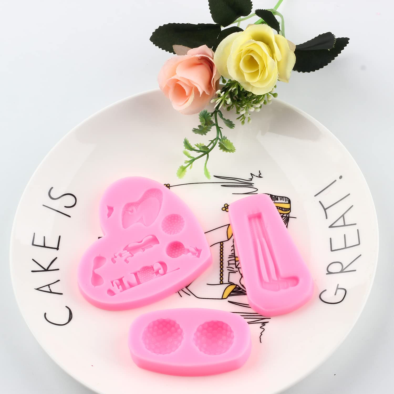 Mujiang Golf Silicone Mold Golf Balls Chocolate Candy Fondant Molds For Sugarcraft Cake Decorating Gum Paste Epoxy Set Of 3