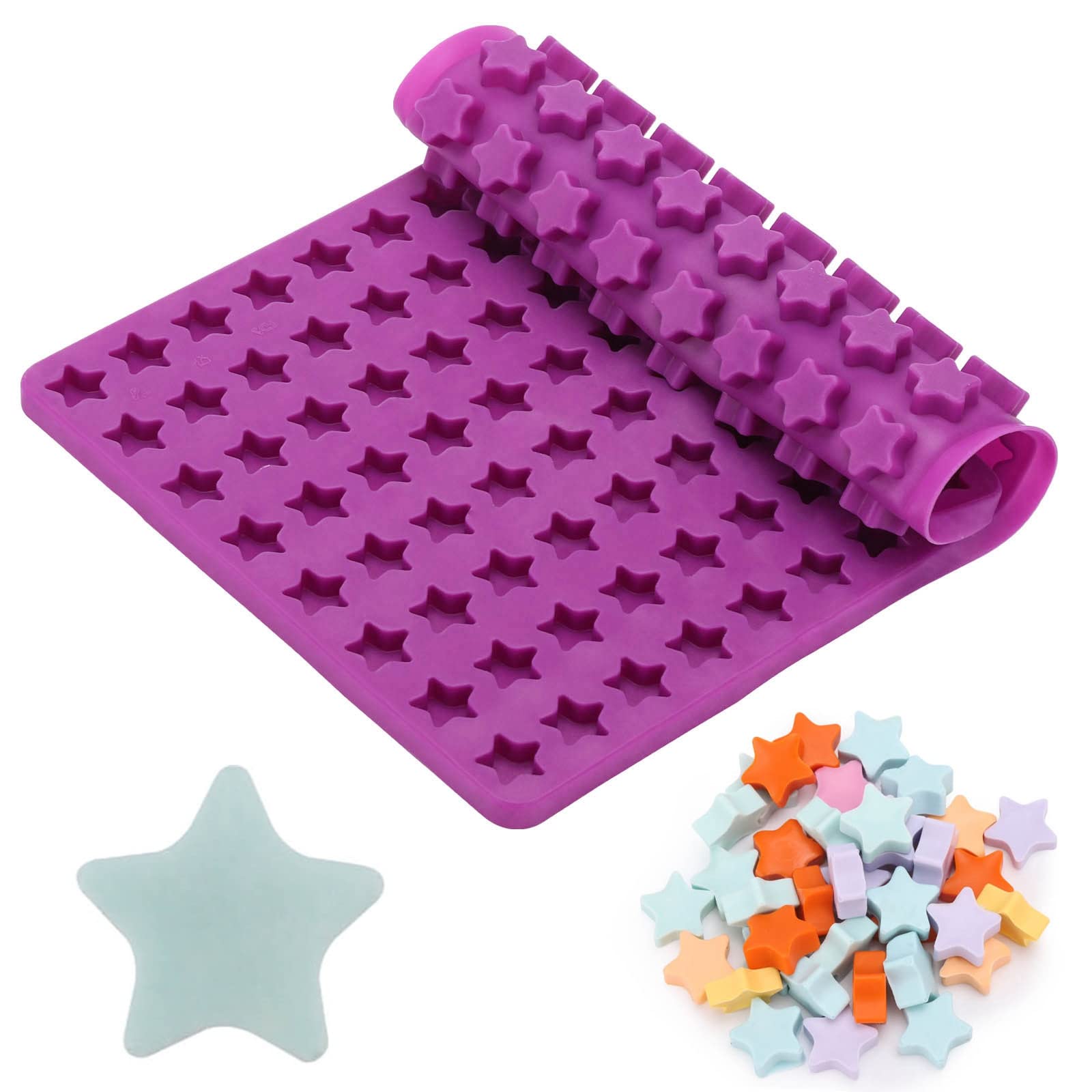112 Cavity Mini Star Silicone Molds Fun Shaped Chocolate Molds For Homemade Dog Training Treats, Gummies, Candy, Chocolate Chips