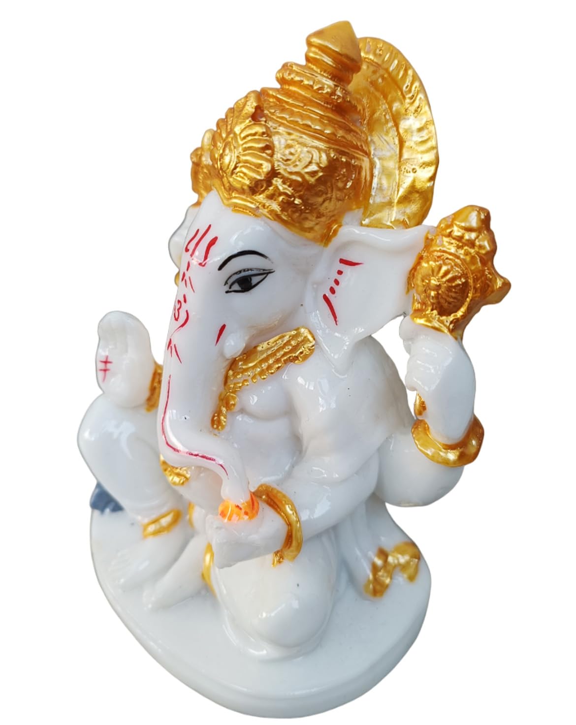 Rudram Arts Marble Finishing Ganesha Statue Ganesh Ganpati Idols For Home Office Decor (12 Cm X 7 Cm)
