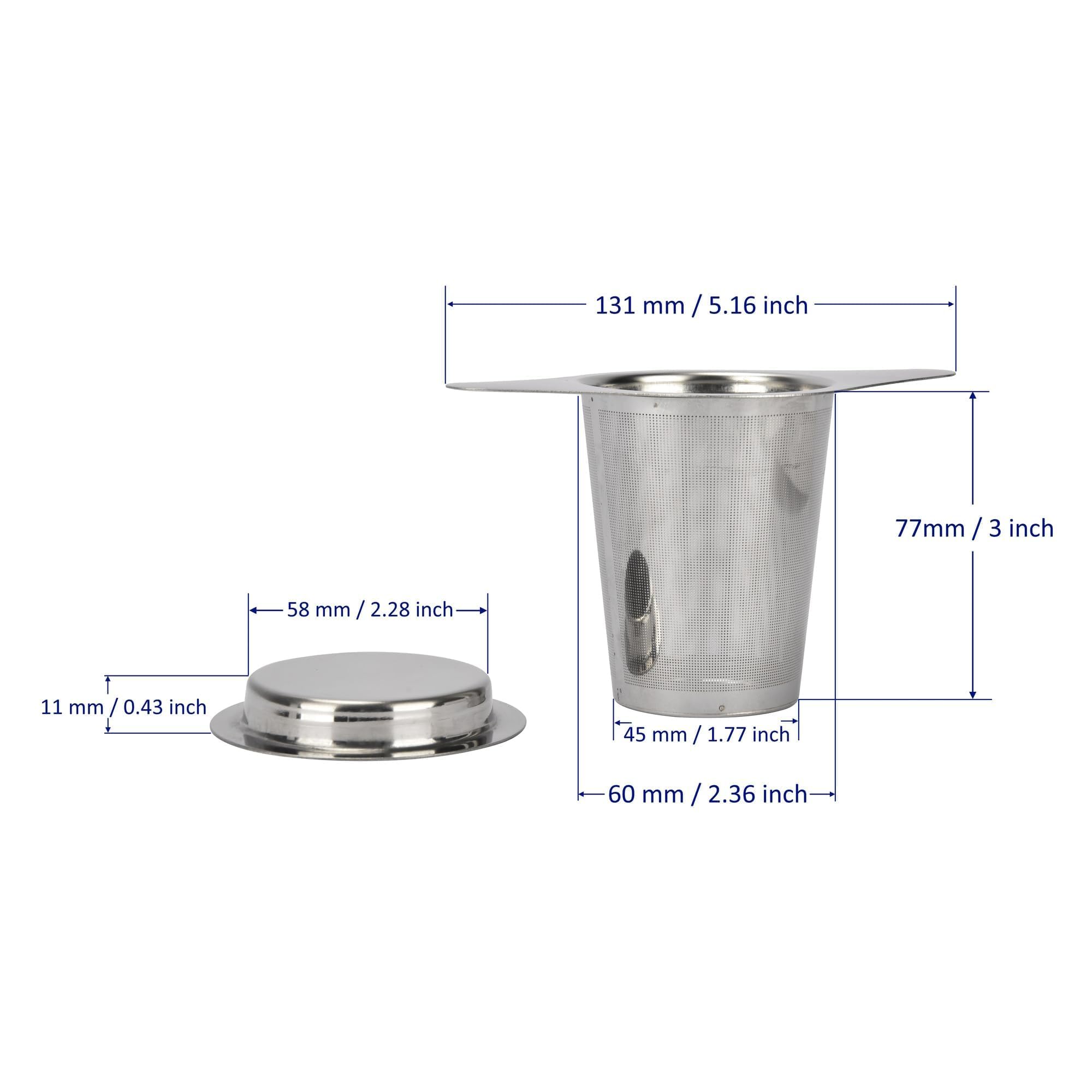 Nkove Stainless Steel Tea Infuser with Lid - Fits Mugs, Cups & Teapots, Silver, Model NK-A5