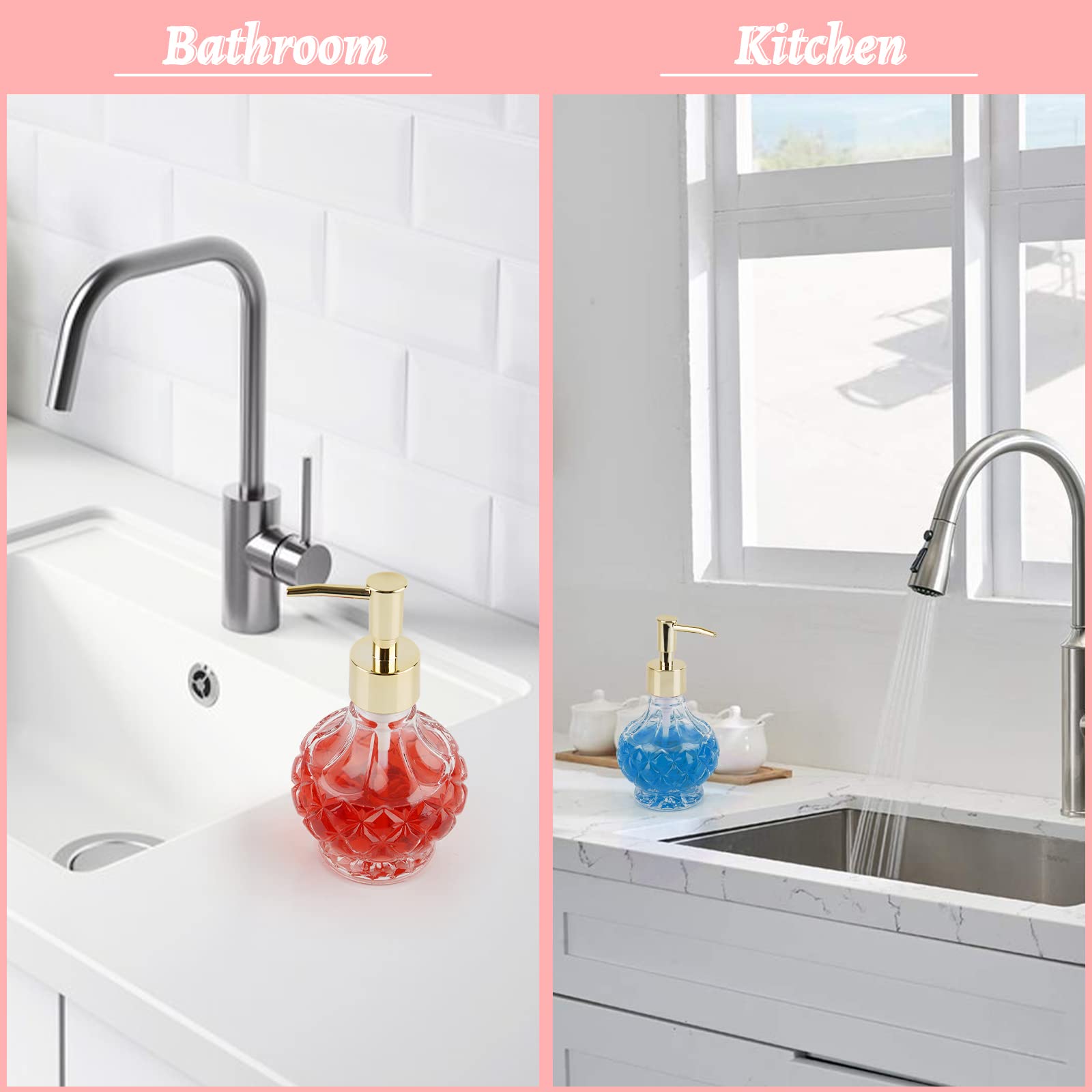 Retyion Glass Soap Dispenser Hand Soap Dispenser Soap Dispenser Bathroom With Rust Proof Pump For Kitchen Dish Soap, Hand Soap,