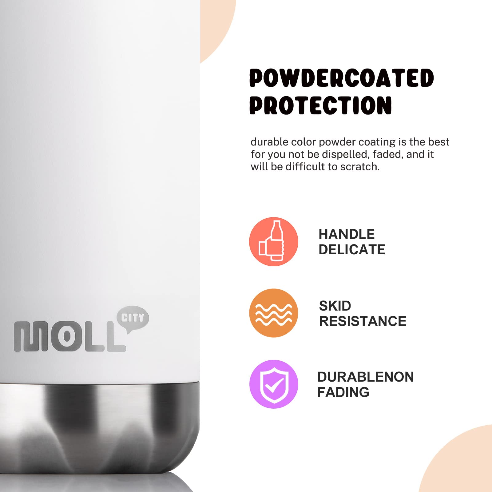 Mollcity Small Water Bottles -9 Oz Stainless Steel Insulated Water Bottles For Back To School Reusable Metal Flask For Girls (Wh