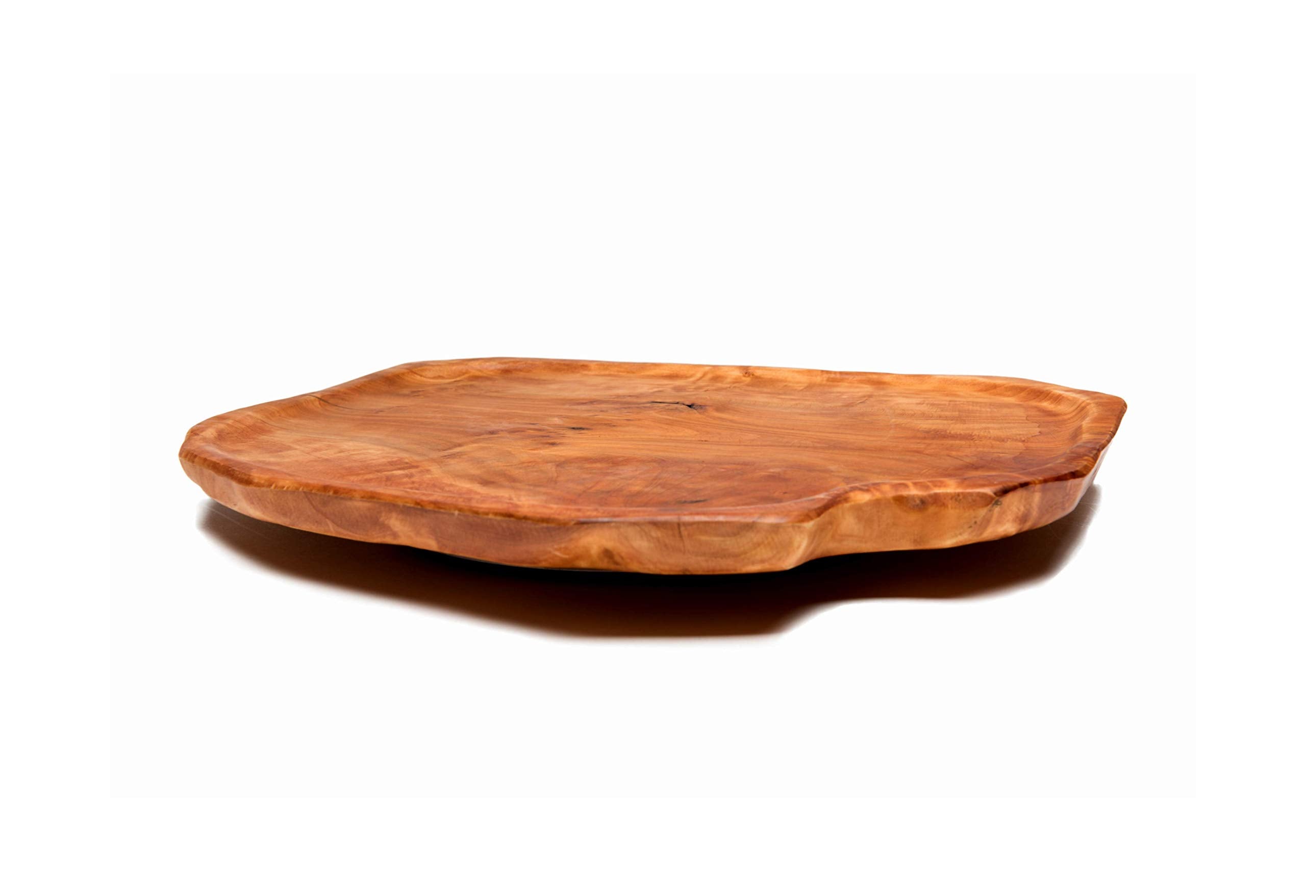 Driini Premium Handmade Root Wood Lazy Susan Turntable Organizer - Rustic Wooden Serving Platter Cheese Board (12'')