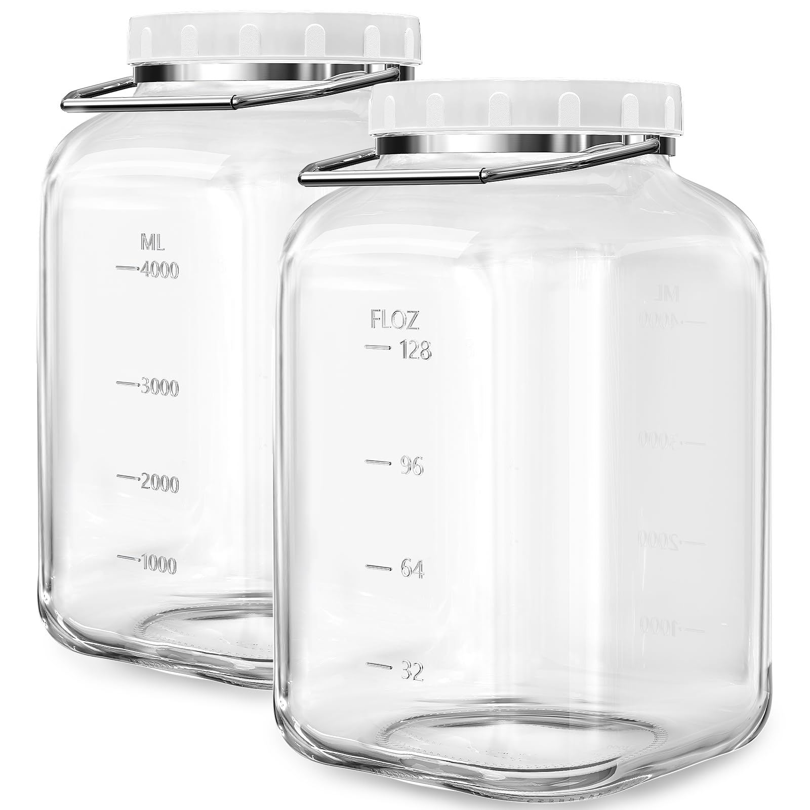 1.5 Gallon/5700 ML Glass Jar with Lid, Wide Mouth, Large Mason Jar, 2 Pack