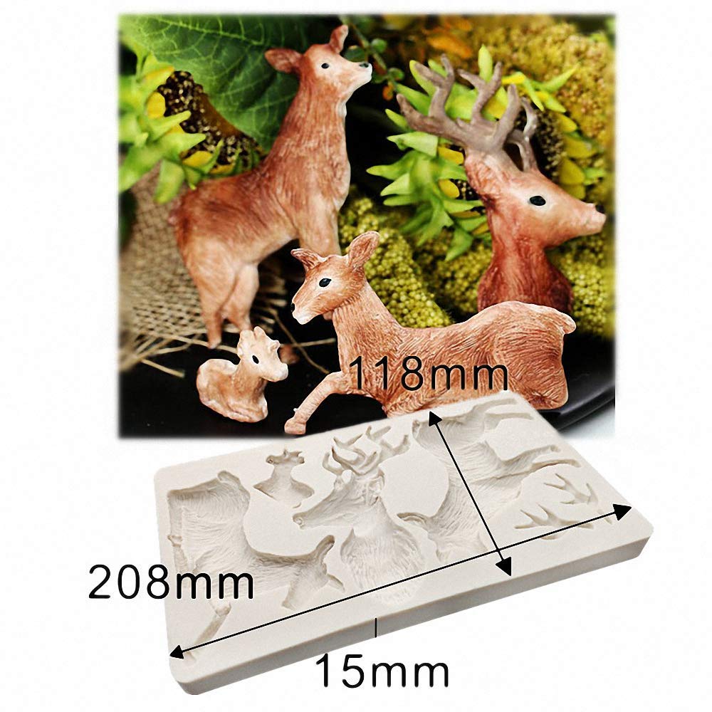 Christmas Reindeer Cake Fondant Mold Elk Deer Silicone Sugar Craft Gum Paste Mold Cake Cupcake Decorating Tools Polymer Clay Res