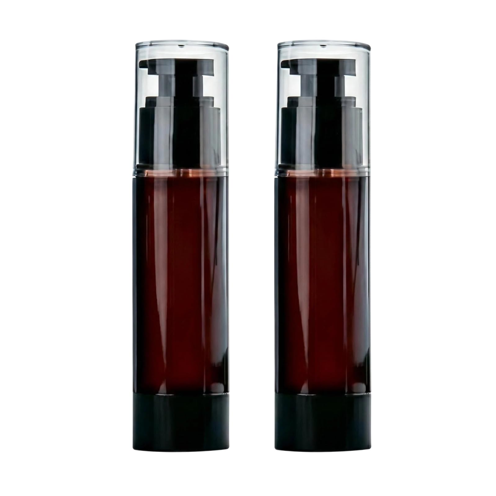 2 Pcs 100ml 3.4 oz Brown Plastic Airless Pump Bottles Travel Pump Dispenser for Foundation Lotion Shampoo LeakResistant Cosmeti
