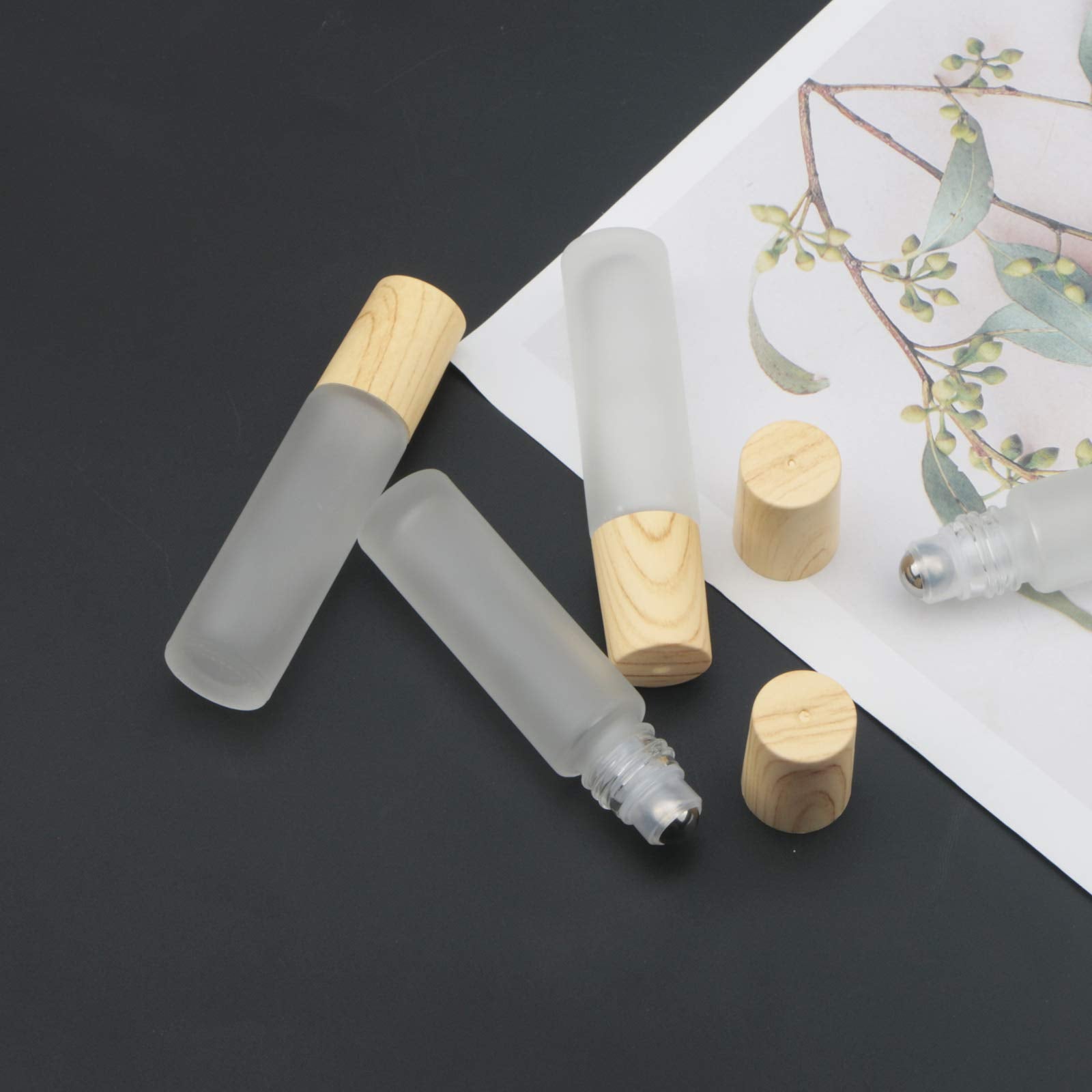 Kesell 10Ml(1/3Oz) Roll On Bottles,10 Pack Essential Oil Bottles Glass Roller Bottles Perfume Cosmetic Sample Bottles With Stain