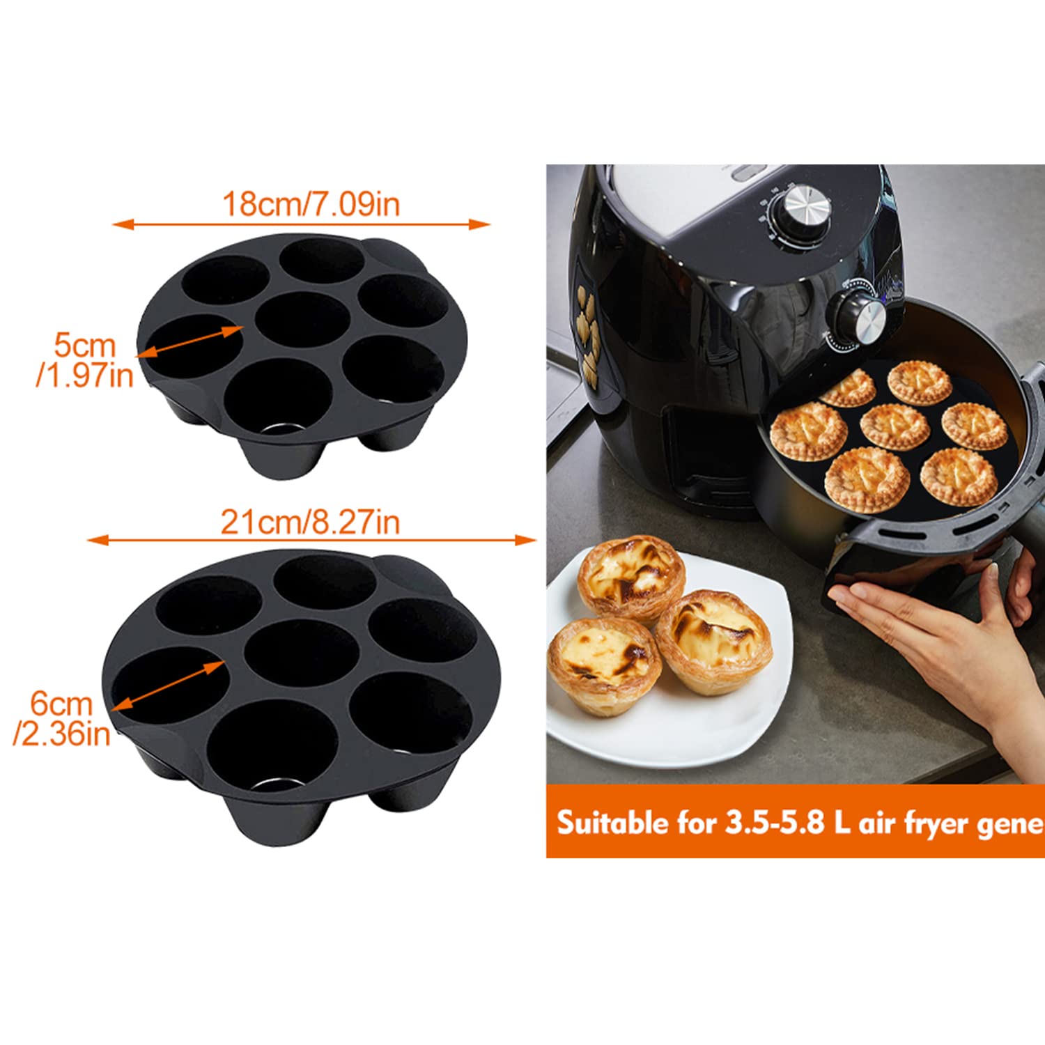 Silicone Muffin Cake Cups For Baking Muffin & Mini Cakes, 7 Cups Non-Stick Egg Muffin Pan Cupcake Tin Tray Home Diy Round Desser