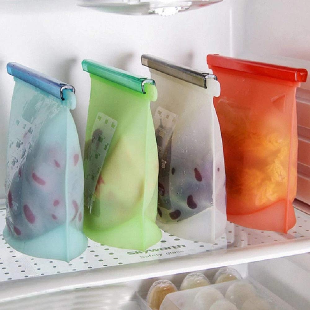 Bazaar Gali Reusable Silicone Food Storage Bag, Dishwasher Freezer Safe Food Preservation Airtight Seal Storage Food Grade & Bpa