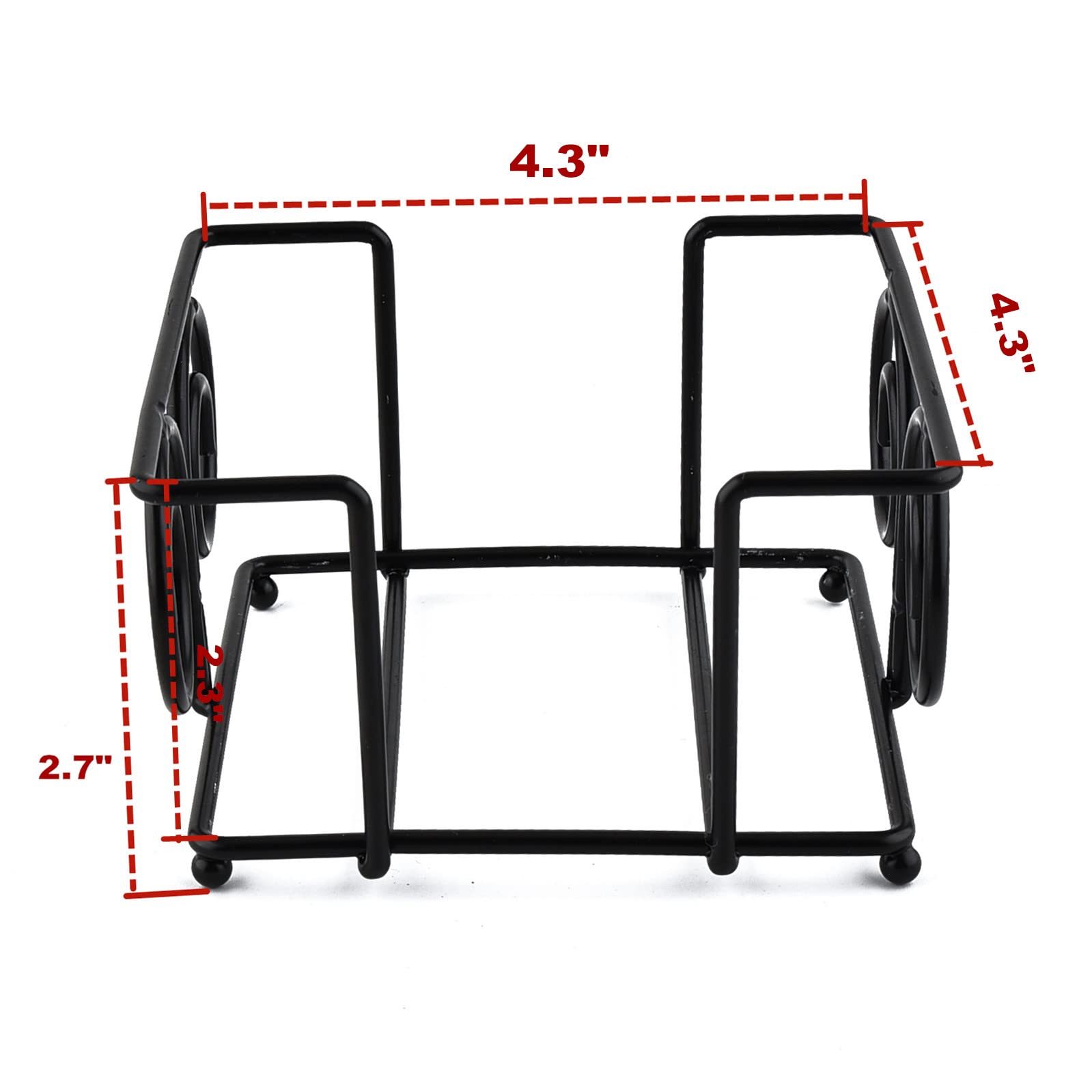 Coaster Holder 4.3 Inch Black Iron Metal Holder Storage Caddy For Both Round And Square Coasters Fit 4 To 9 Pieces Coasters (1 P