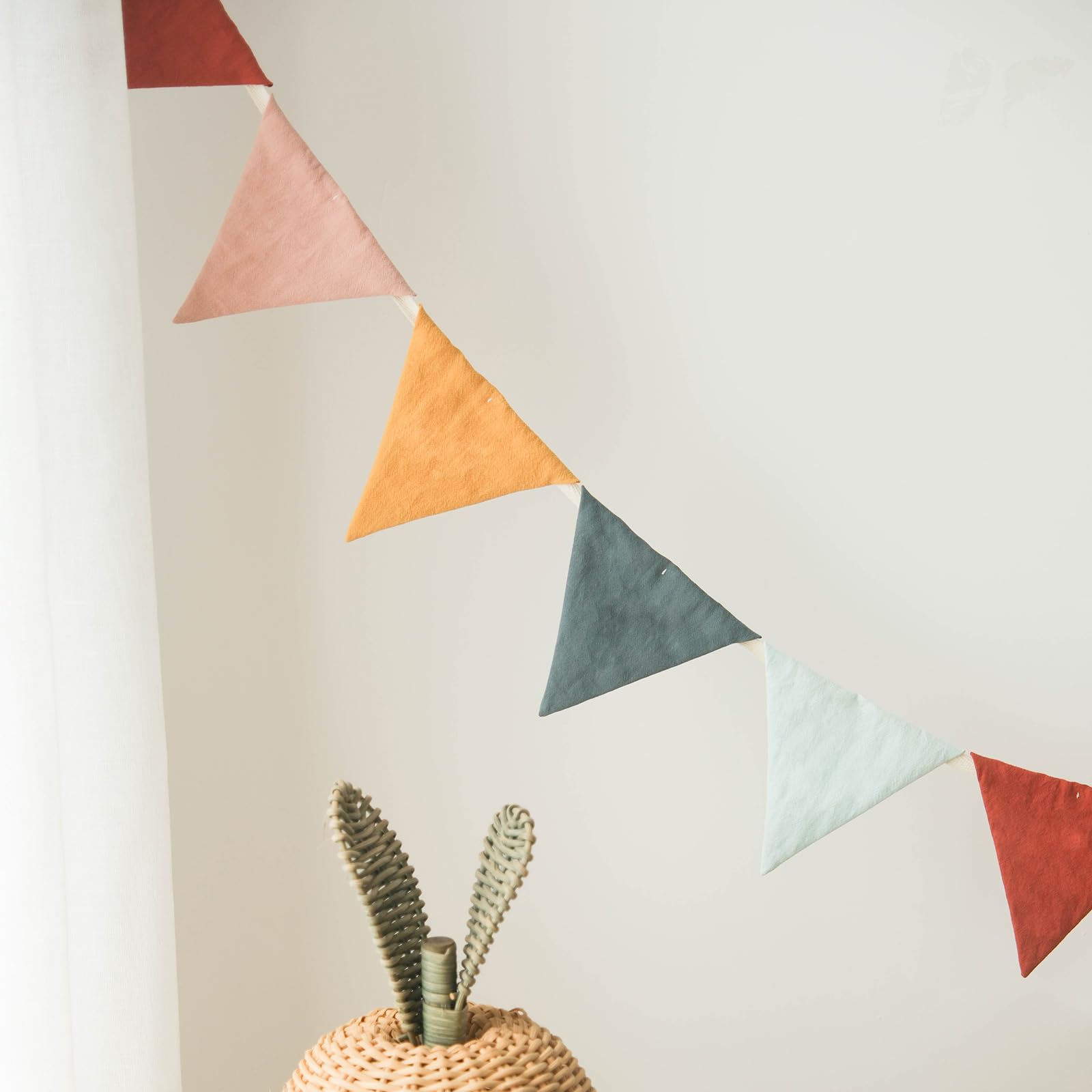 3.9ft Half Circle Cotton Banner - Double-Sided Nursery & Kids Room Decor for Tents, Birthday Parties | Soft Pastel Hanging Penna