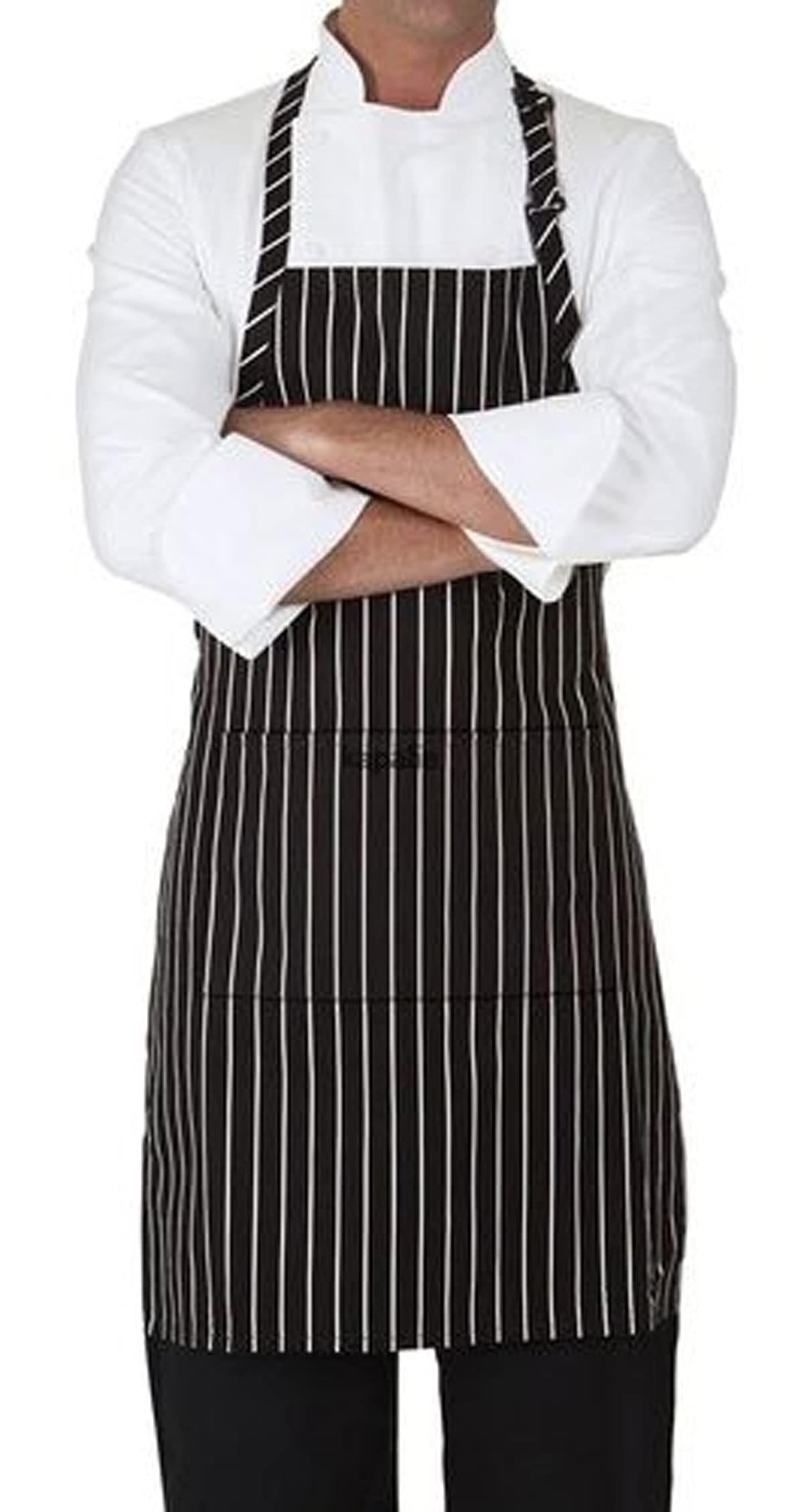 Haine Kitchen Apron Waterproof Stripe Pattern With Front Pocket, Free Size, Unisex (1, Black)