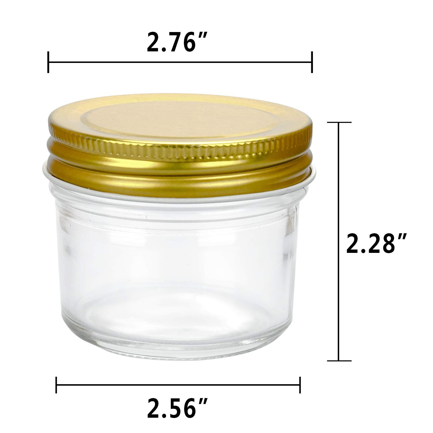 Encheng 4 Oz Clear Glass Jars With Lids(Golden),Small Spice Jars For Herb,Jelly,Jams,Wide Mouth Mason Jars Canning Jars For Kitc