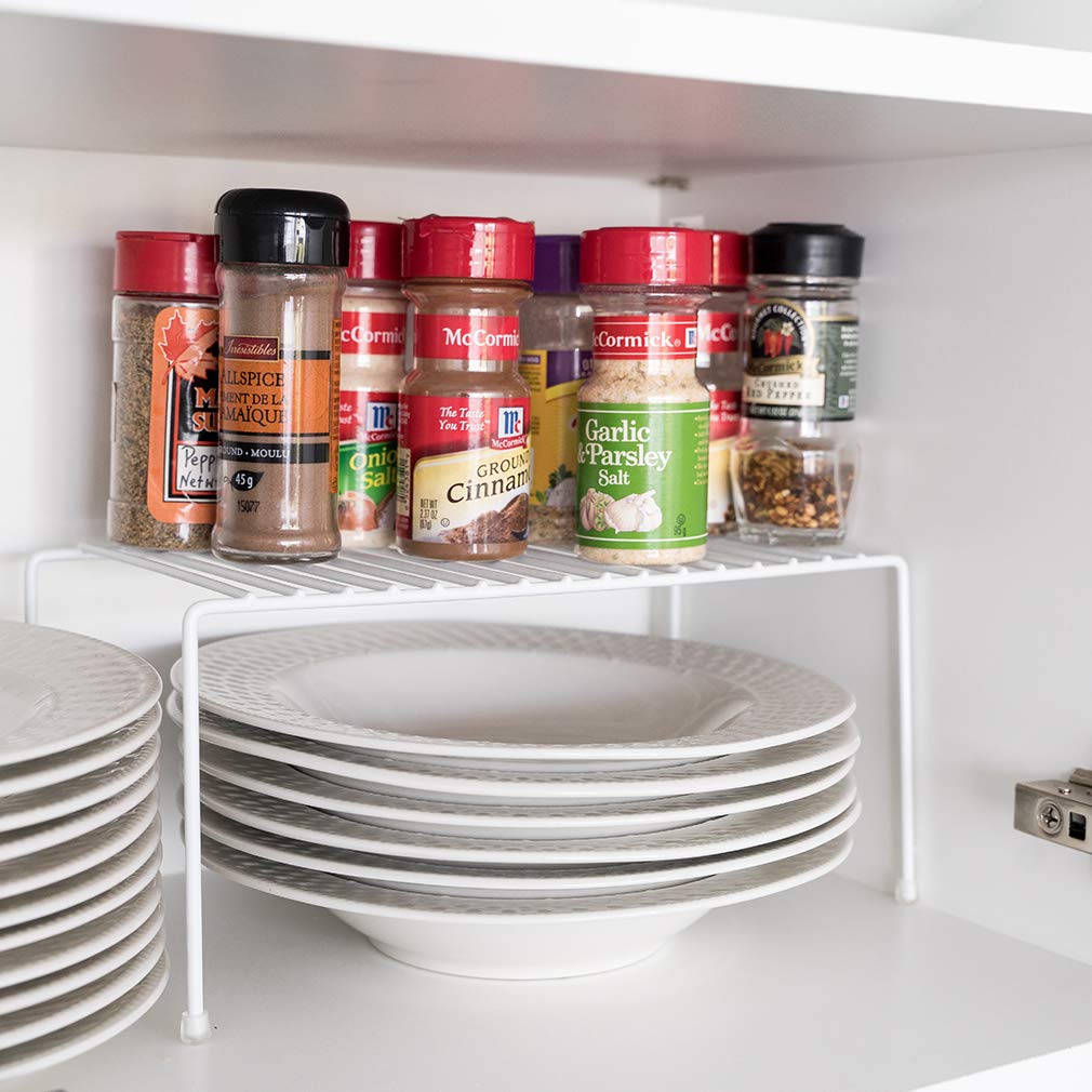 Evelots Wire Rack Cabinet Shelf Organizer Set Of 2 White Kitchen Organization, Bathroom Cabinet Organizer, Food Pantry Organizat
