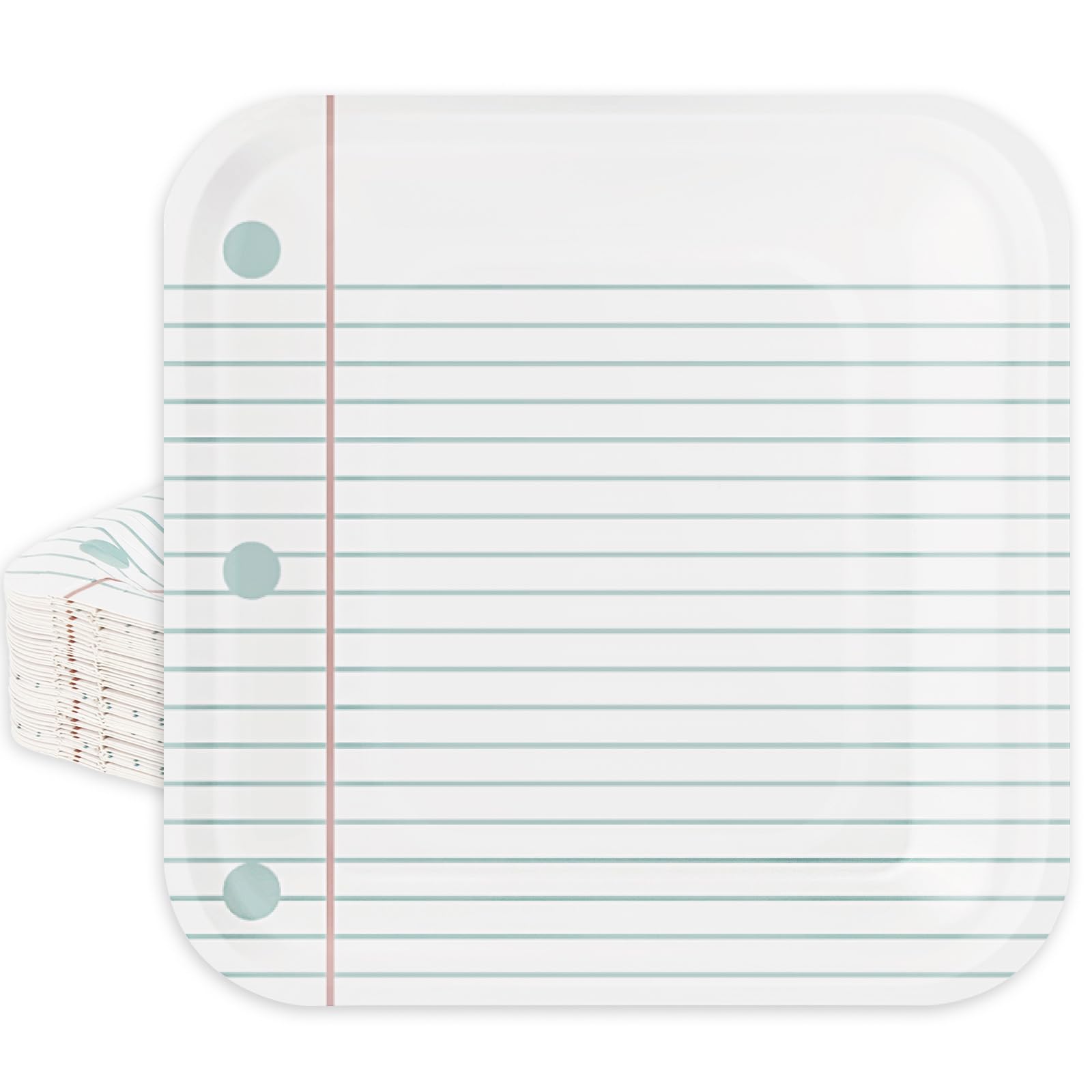Whaline 40Pcs Back To School Notebook Paper Plates First Day Of School Disposable Plates Preschool Graduate Plates Square Decora