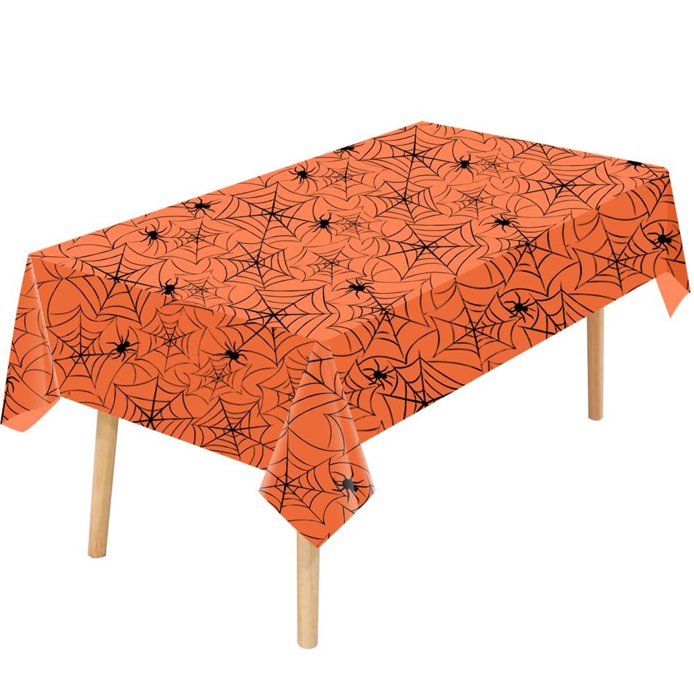 Amocytec 2Pack Halloween Plastic Tablecloths Disposable Christmas Table Covers BBQ Picnic Halloween Party Oil-Proof Waterproof T