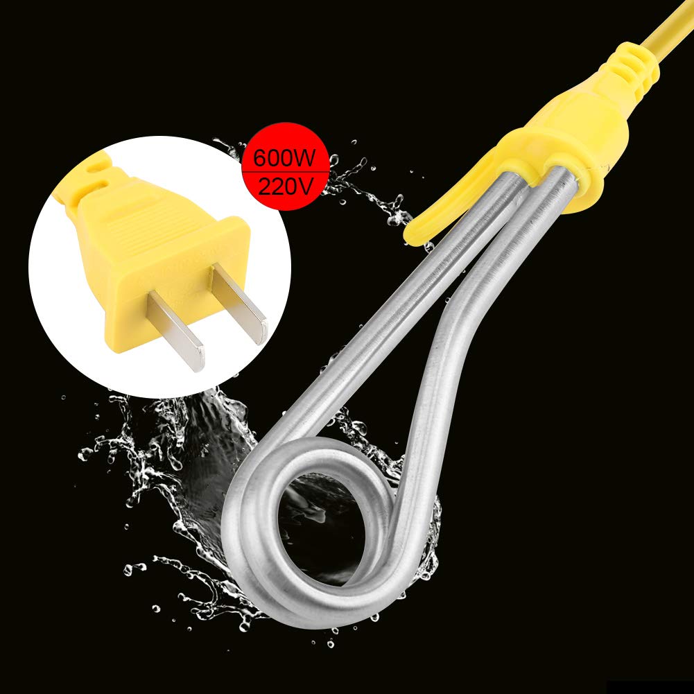 600W Electric Handheld Heater, Stainless Steel Immersion Heater Element Mini Boiler Hot Drinking Water Coffee Portable Travel Ki