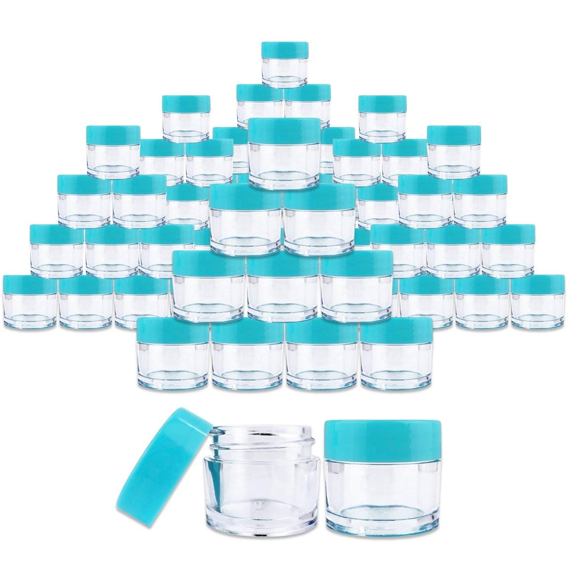 Beauticom 7 Gram / 7 Ml Thick Wall Round Leak Proof Clear Acrylic Jars For Beauty, Cream, Cosmetics, Salves, Scrubs (72 Pieces B