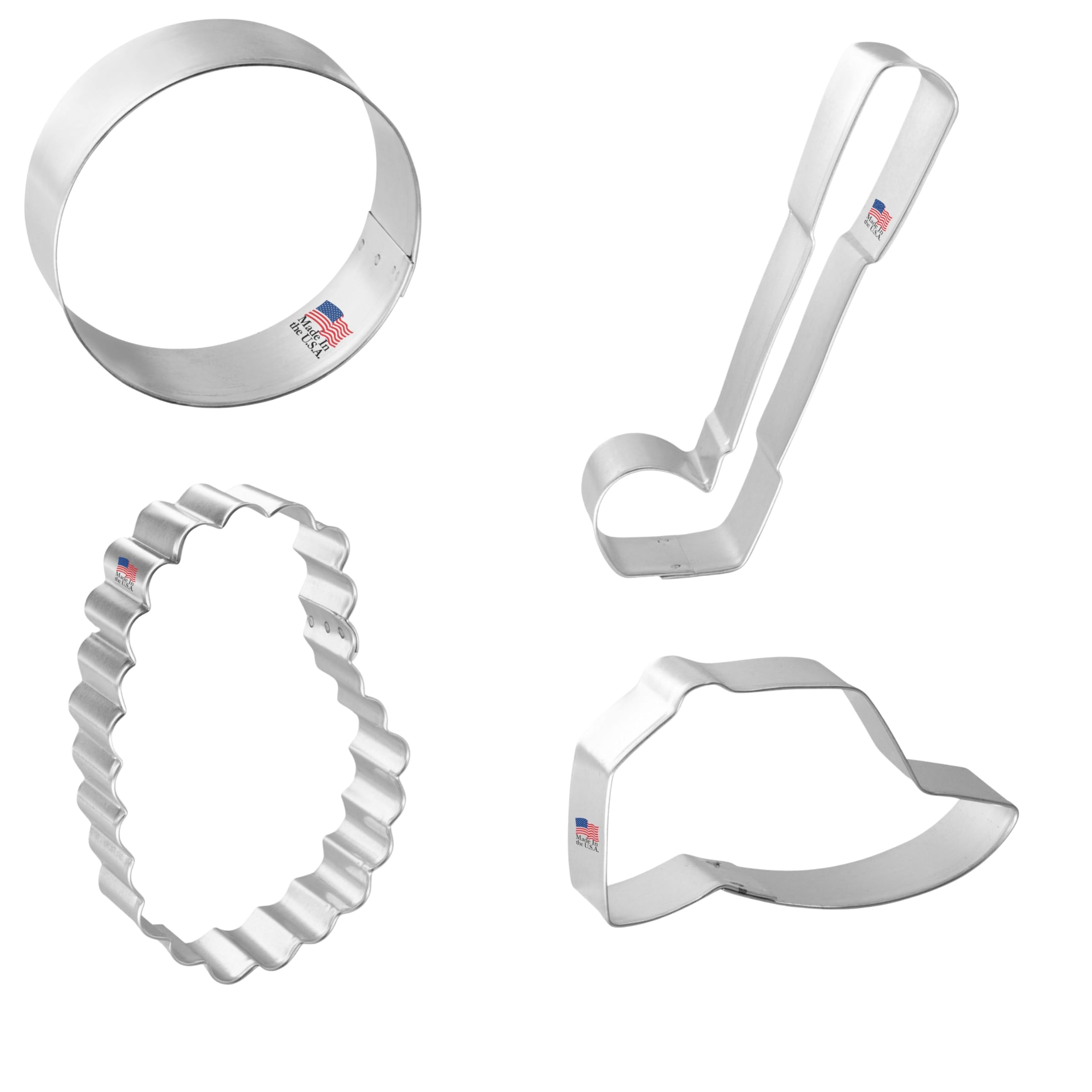 Foose Brand Golf Cookie Cutter 4 Pc Set - Golf Club, Round Ball, Golf Cap, Golf Green Cookie Cutters Hand Made In The Usa From T