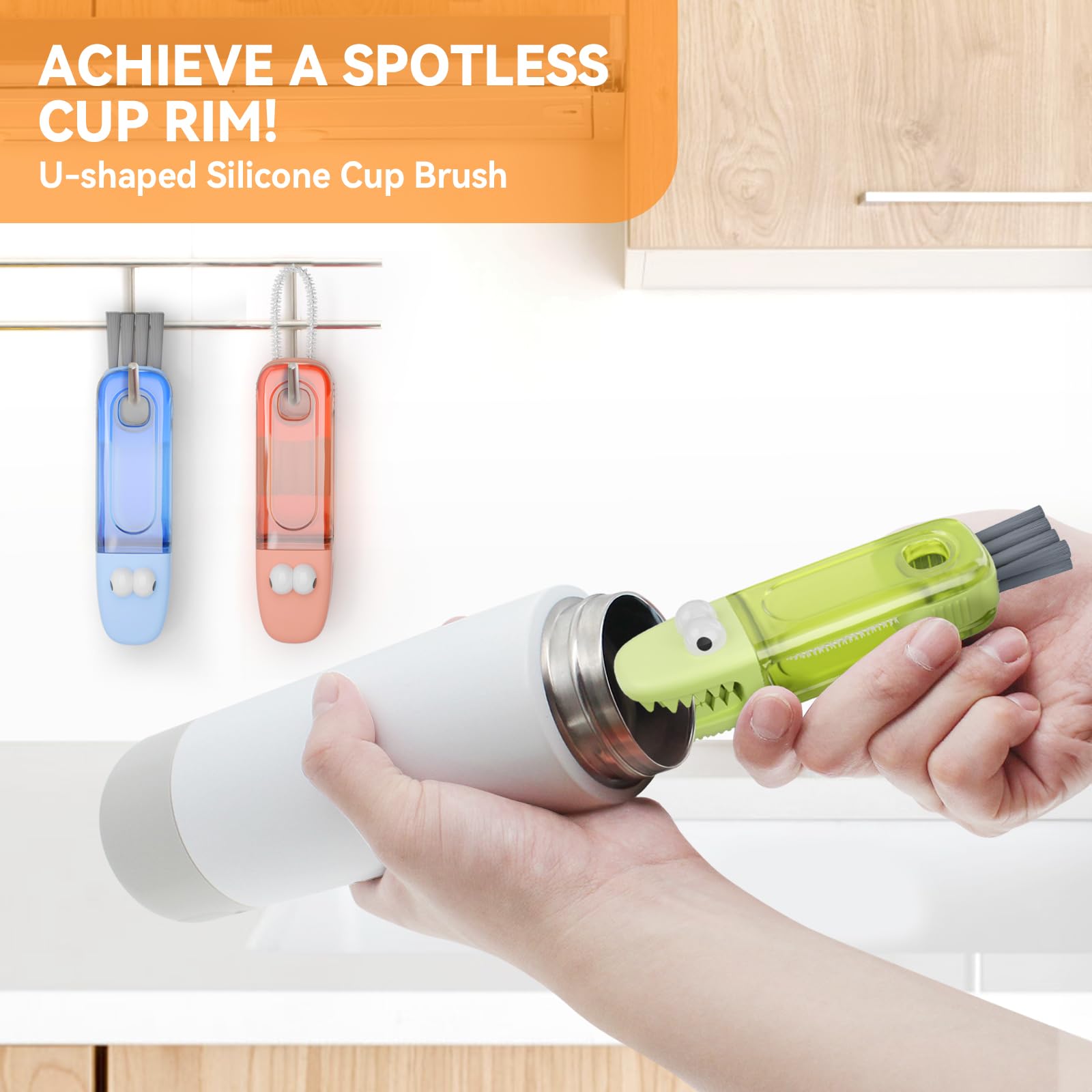 3 In 1 Cup Lid Gap Cleaning Brush Set, Multifunctional Bottle Cleaning Brush, Silicone Cup Lid Gap Cleaner, Home Kitchen Crevice