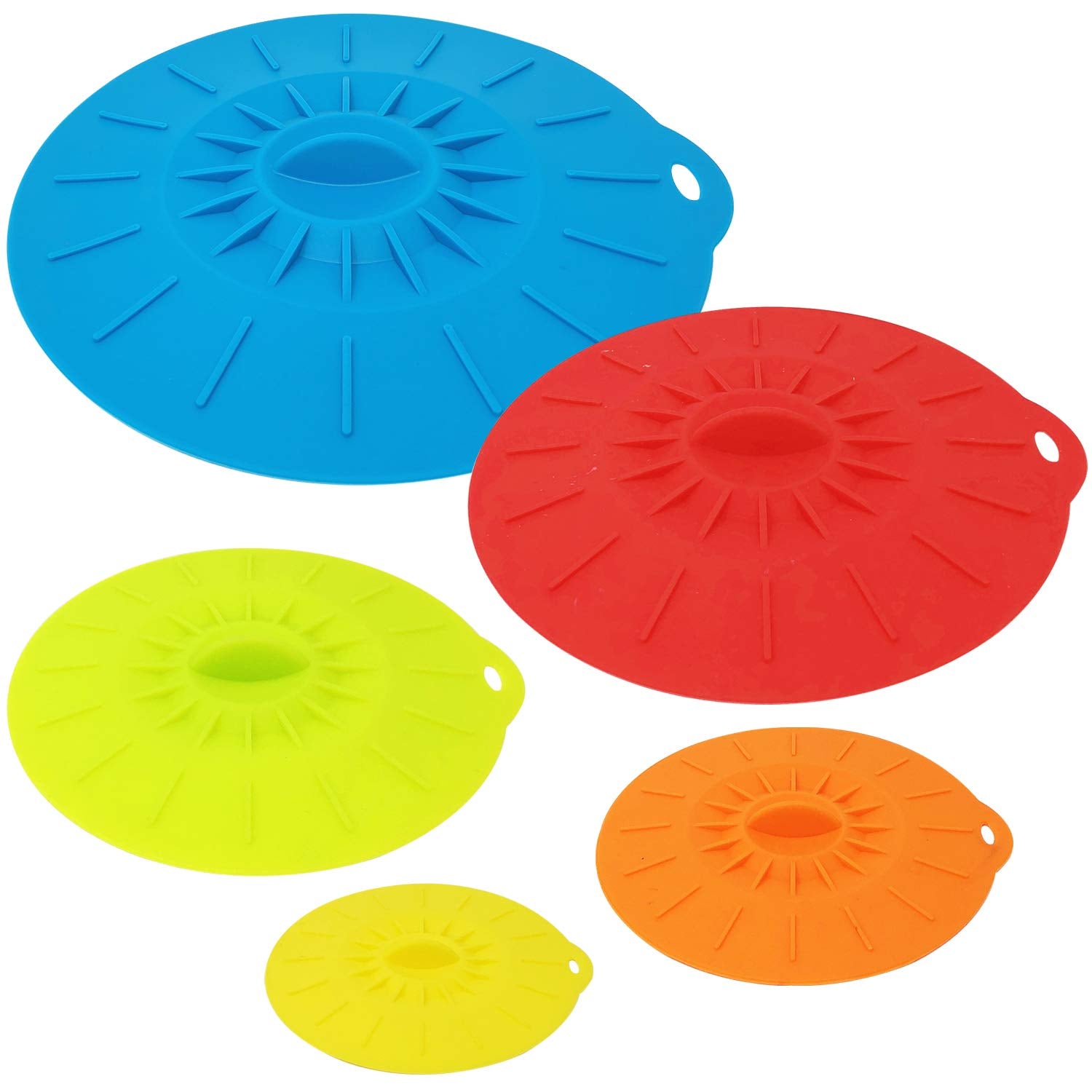 Allydrew Reusable Silicone Suction Bowl Lids, Food Storage Covers For Bowls, Pots, Pans, Mugs (Set Of 5)